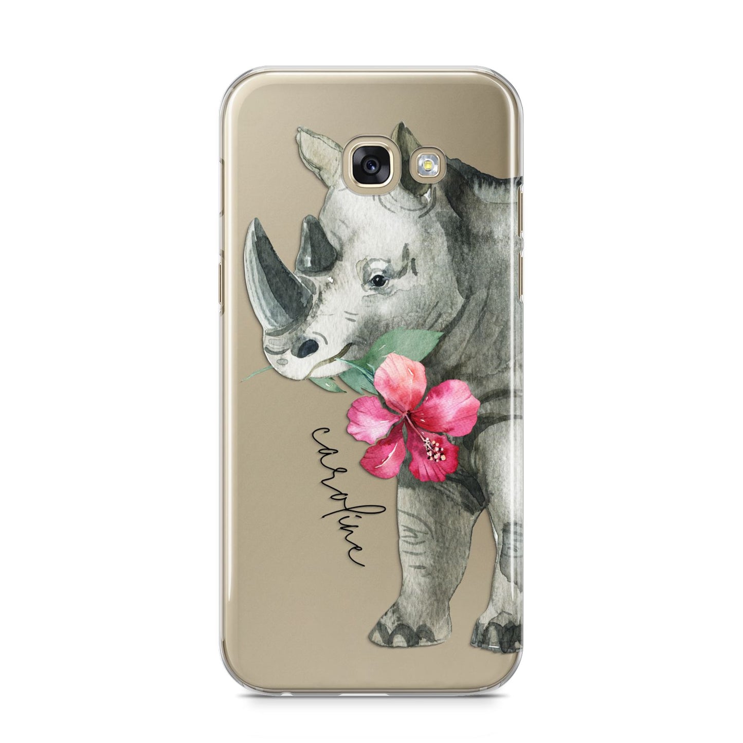 Personalised Rhinoceros Samsung Galaxy A5 2017 Case on gold phone