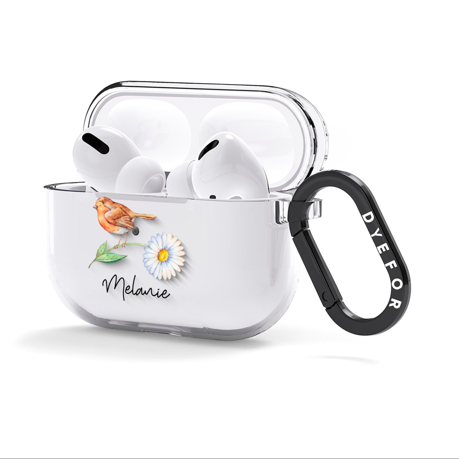 Personalised Robin AirPods Clear Case 3rd Gen Side Image