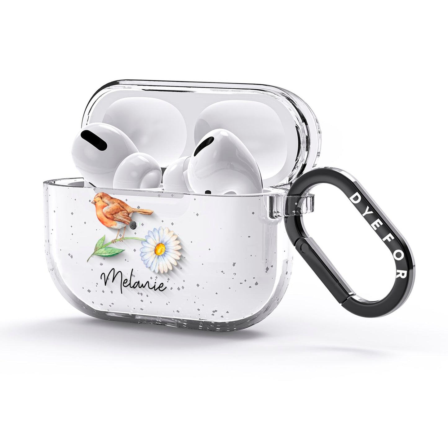 Personalised Robin AirPods Glitter Case 3rd Gen Side Image