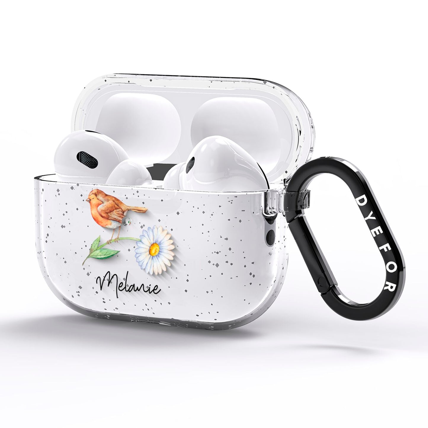 Personalised Robin AirPods Pro Glitter Case Side Image