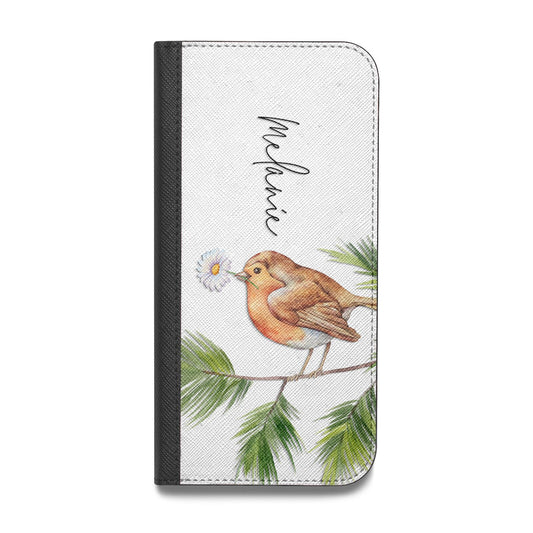 Personalised Robin Vegan Leather Flip Samsung Case