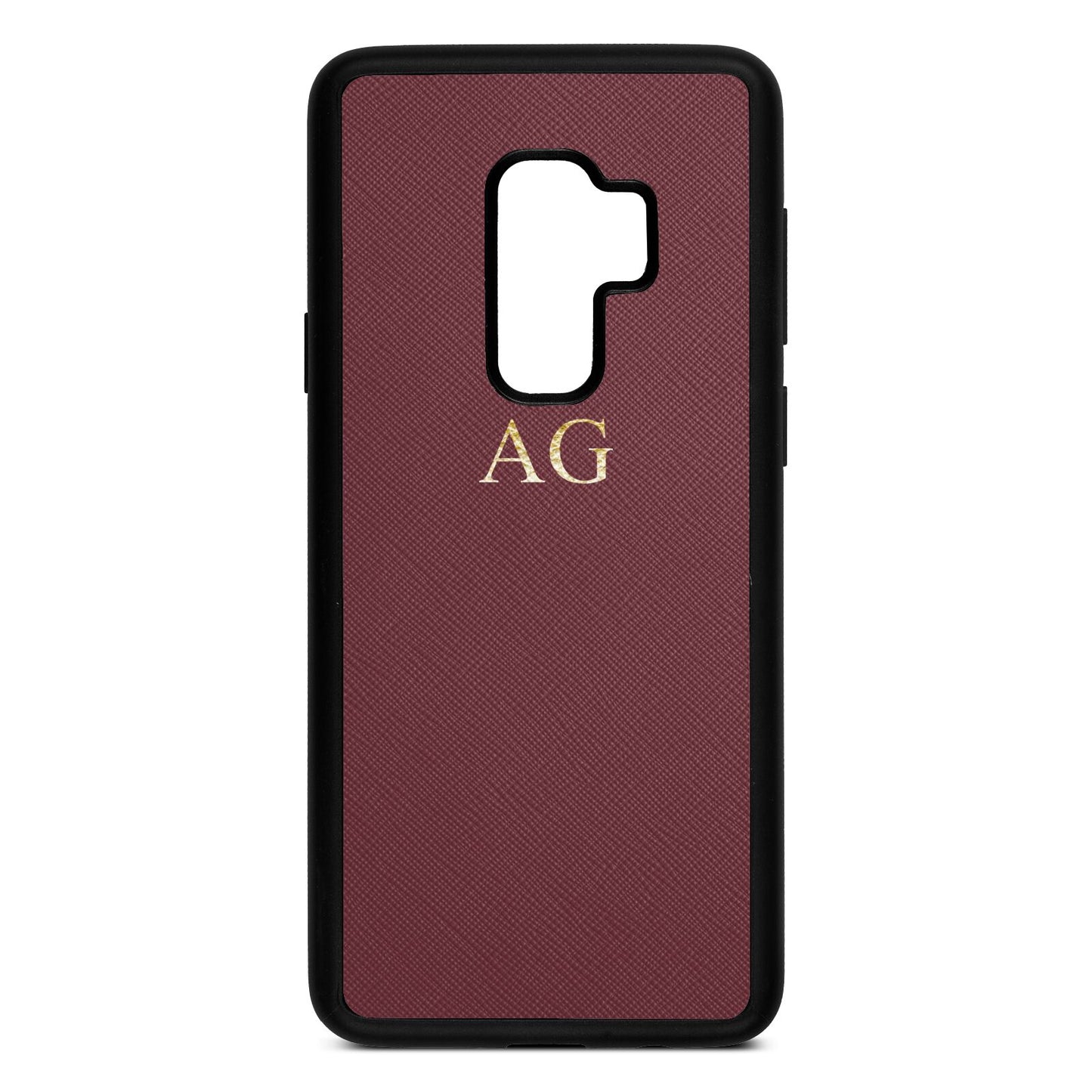 Personalised Rose Brown Saffiano Leather Samsung S9 Plus Case