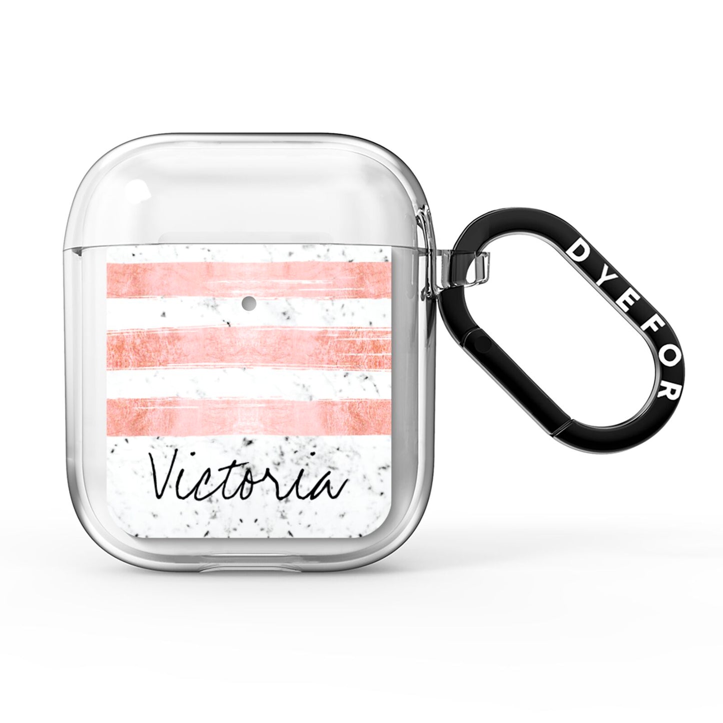 Personalised Rose Gold Brush Marble Initial AirPods Clear Case