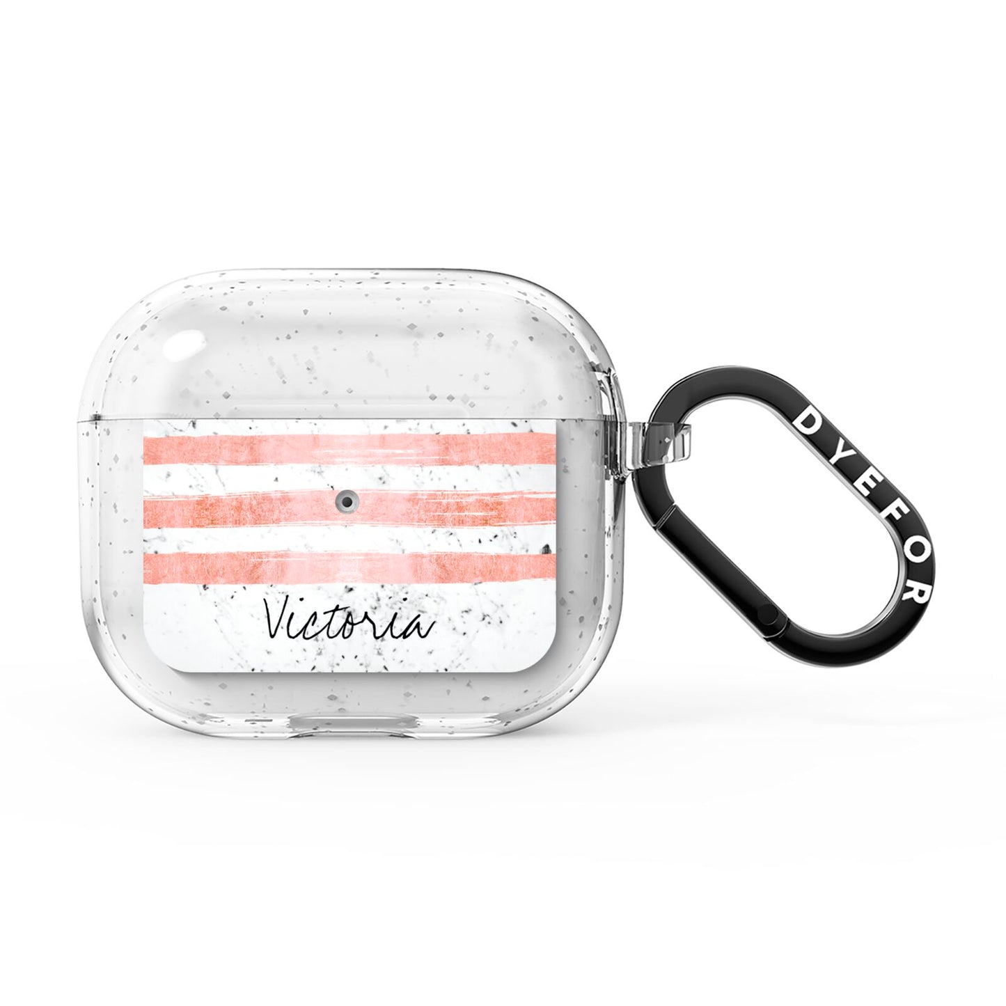 Personalised Rose Gold Brush Marble Initial AirPods Glitter Case 3rd Gen