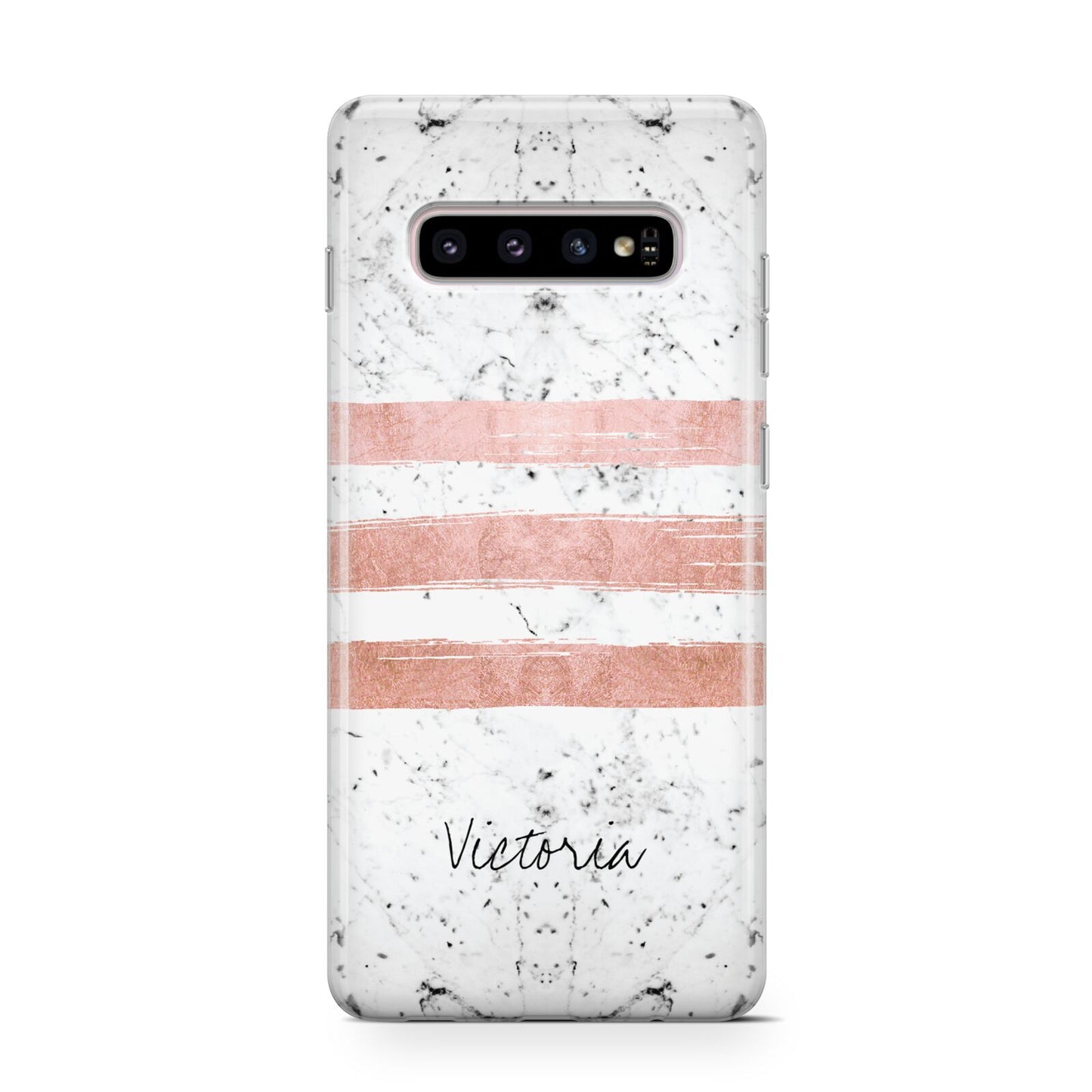 Personalised Rose Gold Brush Marble Initial Protective Samsung Galaxy Case