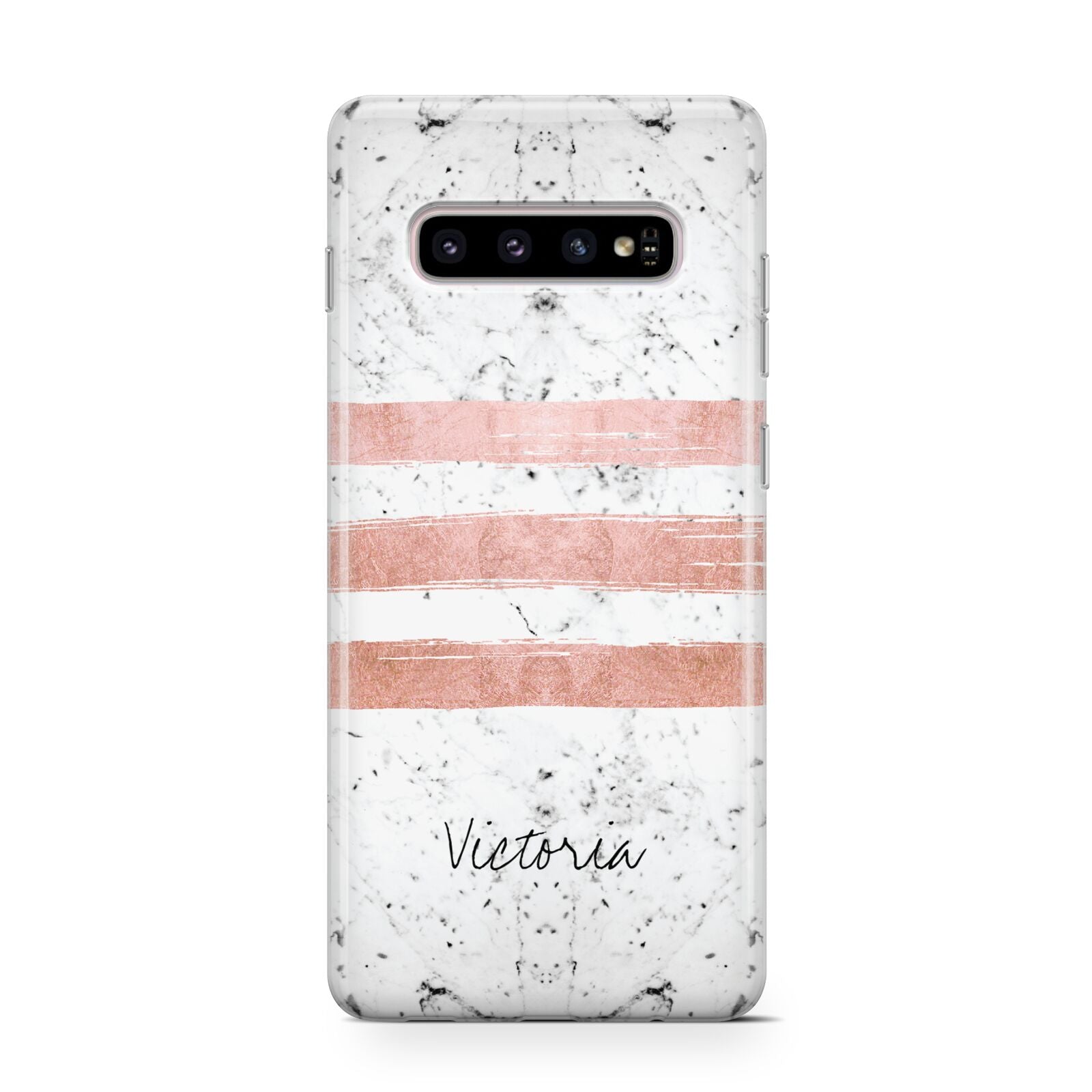 Personalised Rose Gold Brush Marble Initial Protective Samsung Galaxy Case