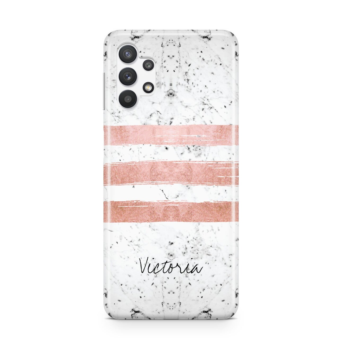 Personalised Rose Gold Brush Marble Initial Samsung A32 5G Case