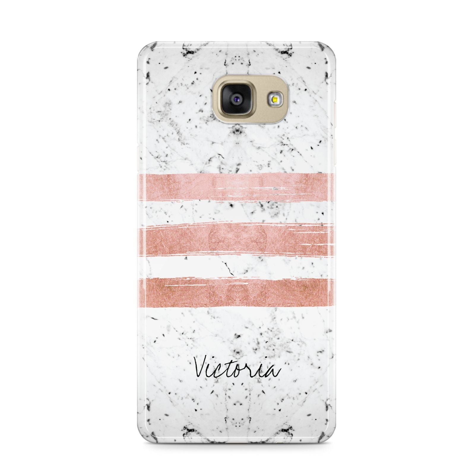 Personalised Rose Gold Brush Marble Initial Samsung Galaxy A9 2016 Case on gold phone