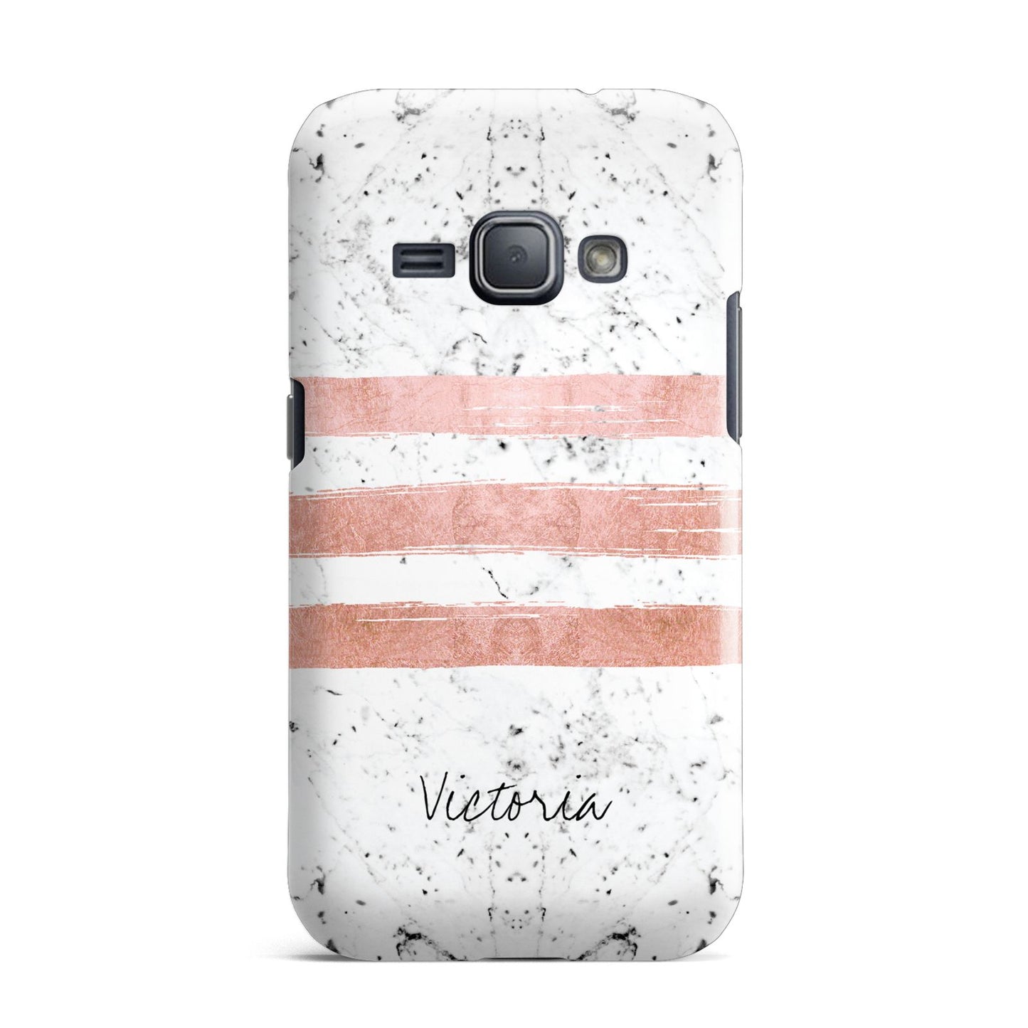 Personalised Rose Gold Brush Marble Initial Samsung Galaxy J1 2016 Case