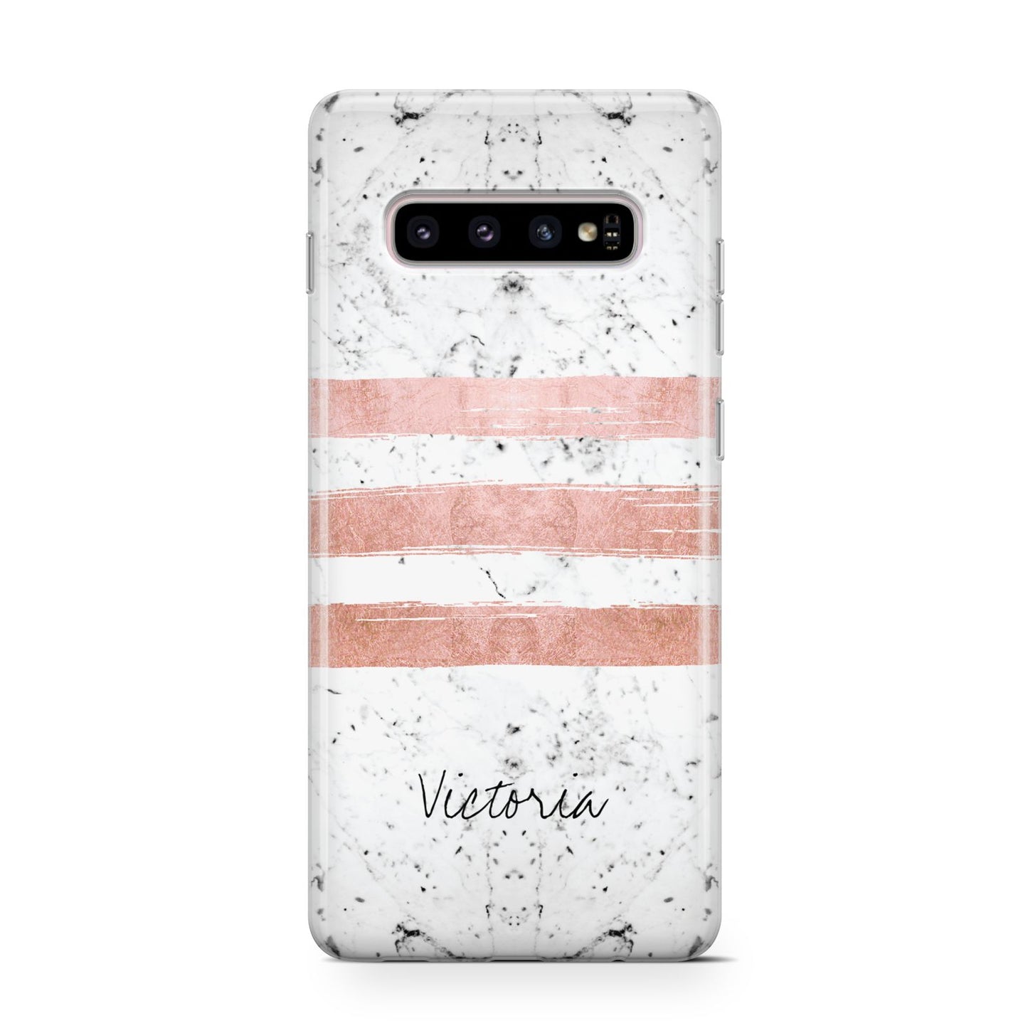 Personalised Rose Gold Brush Marble Initial Samsung Galaxy S10 Case