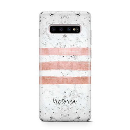 Personalised Rose Gold Brush Marble Initial Samsung Galaxy S10 Case