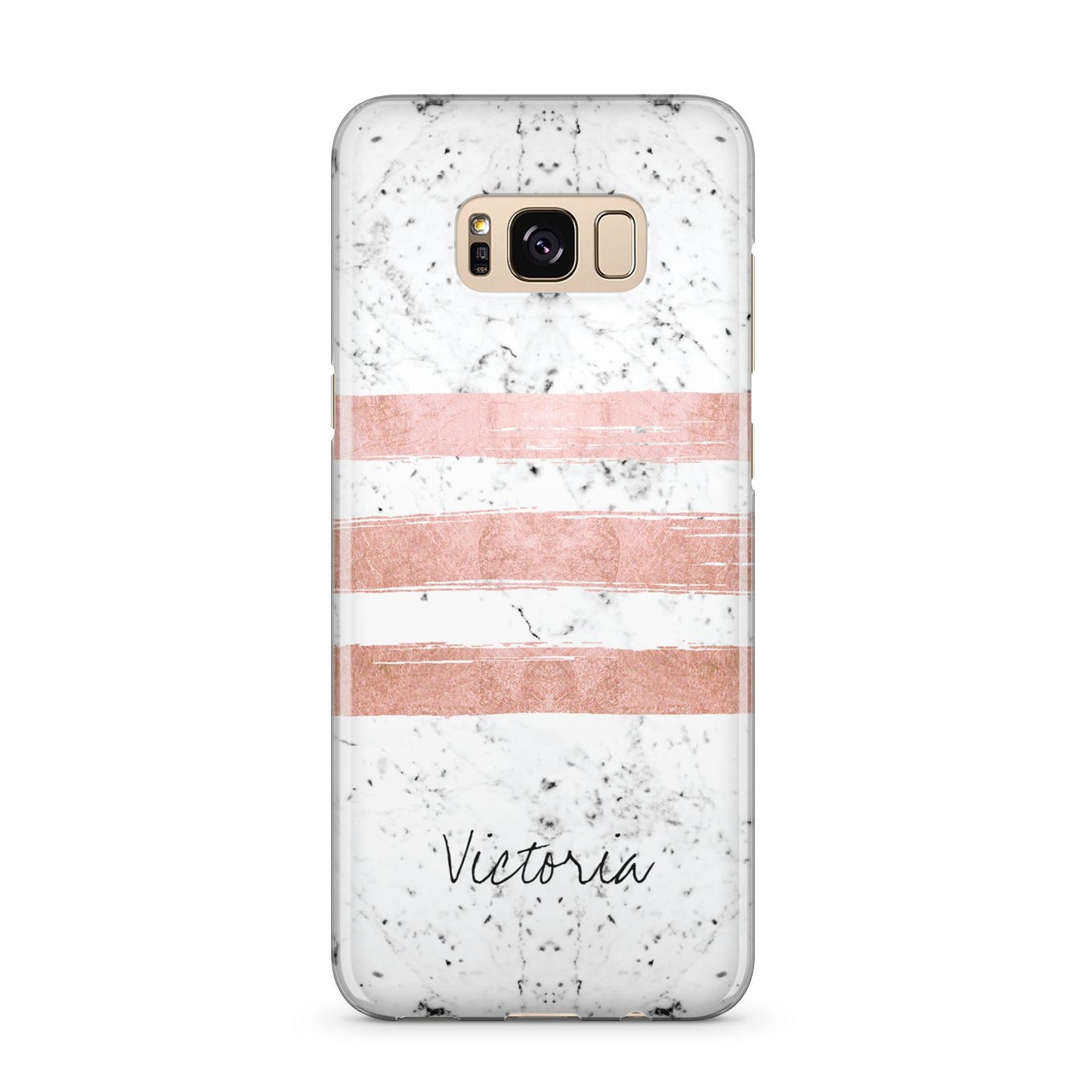 Personalised Rose Gold Brush Marble Initial Samsung Galaxy S8 Plus Case