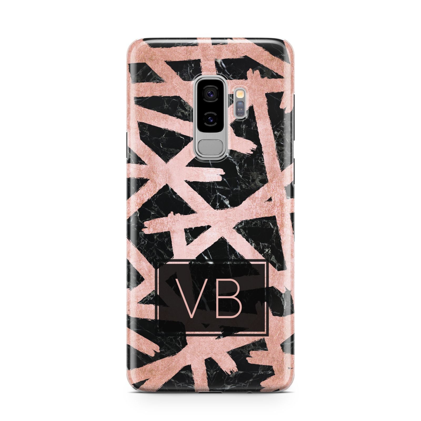 Personalised Rose Gold Effect Samsung Galaxy S9 Plus Case on Silver phone