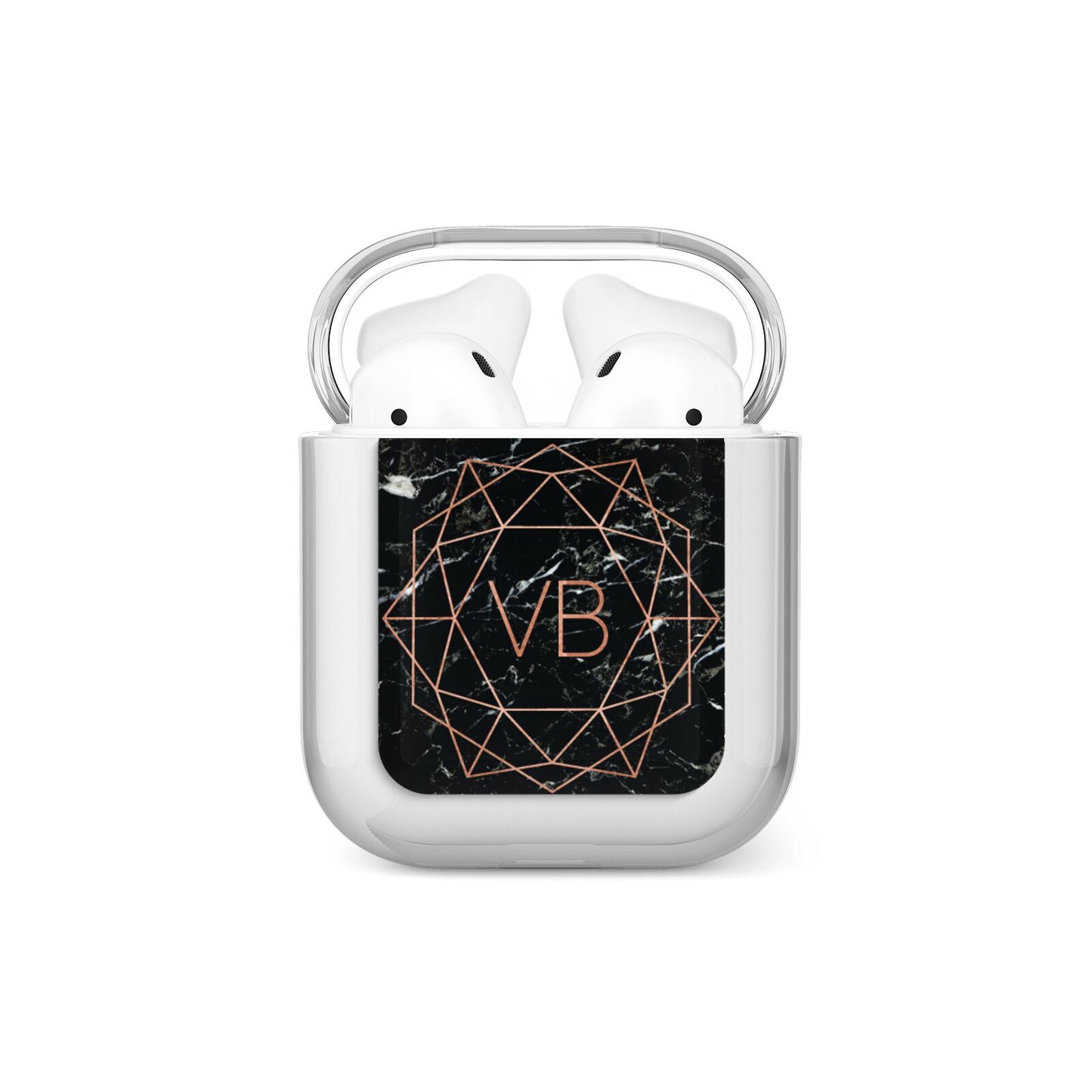 Personalised Rose Gold Geometric Initials AirPods Case