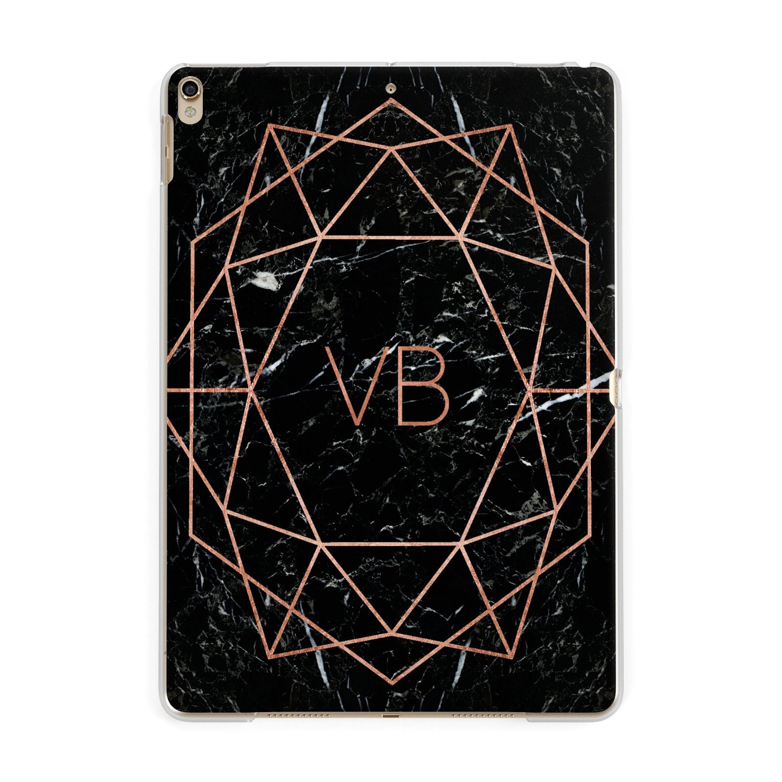 Personalised Rose Gold Geometric Initials Apple iPad Gold Case