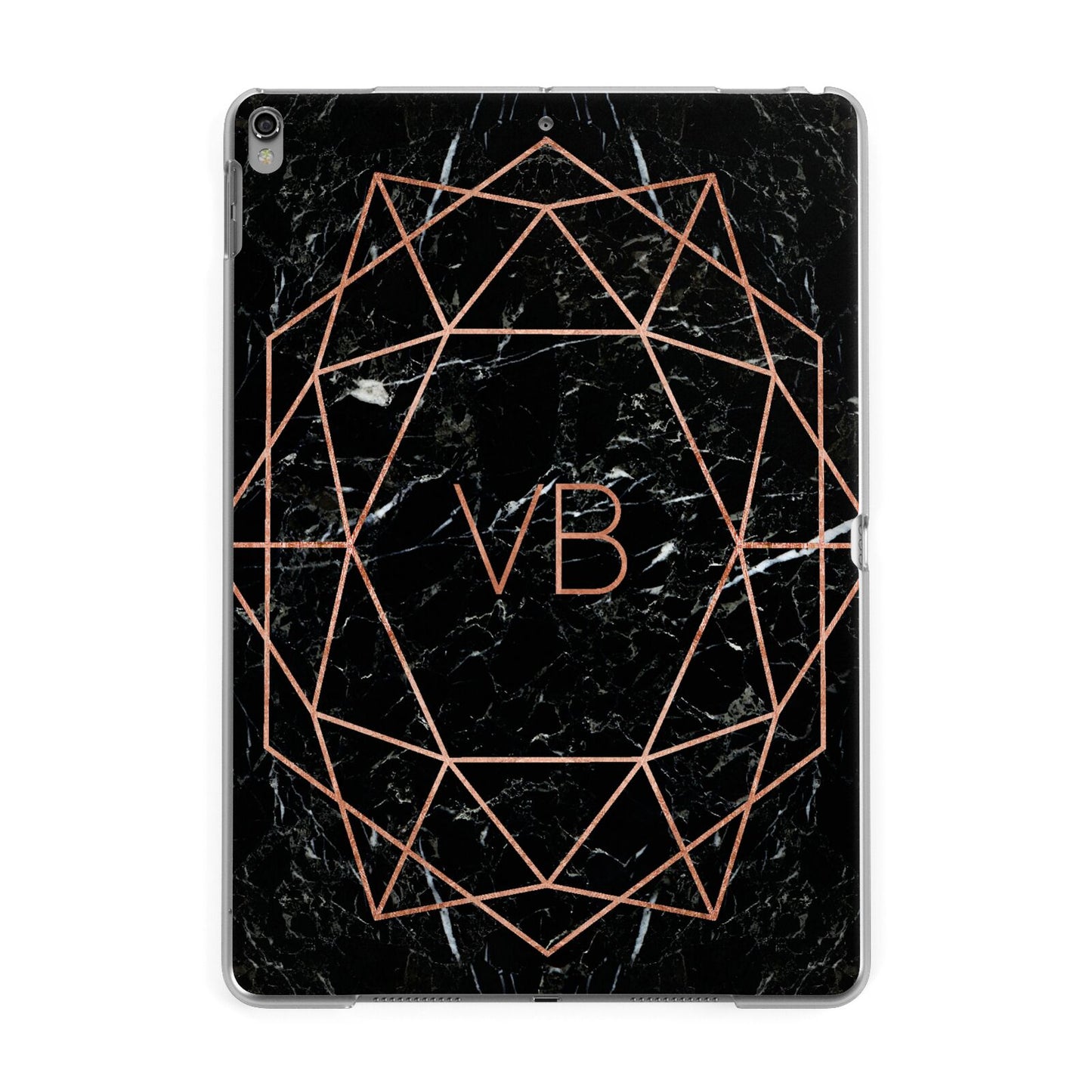 Personalised Rose Gold Geometric Initials Apple iPad Grey Case