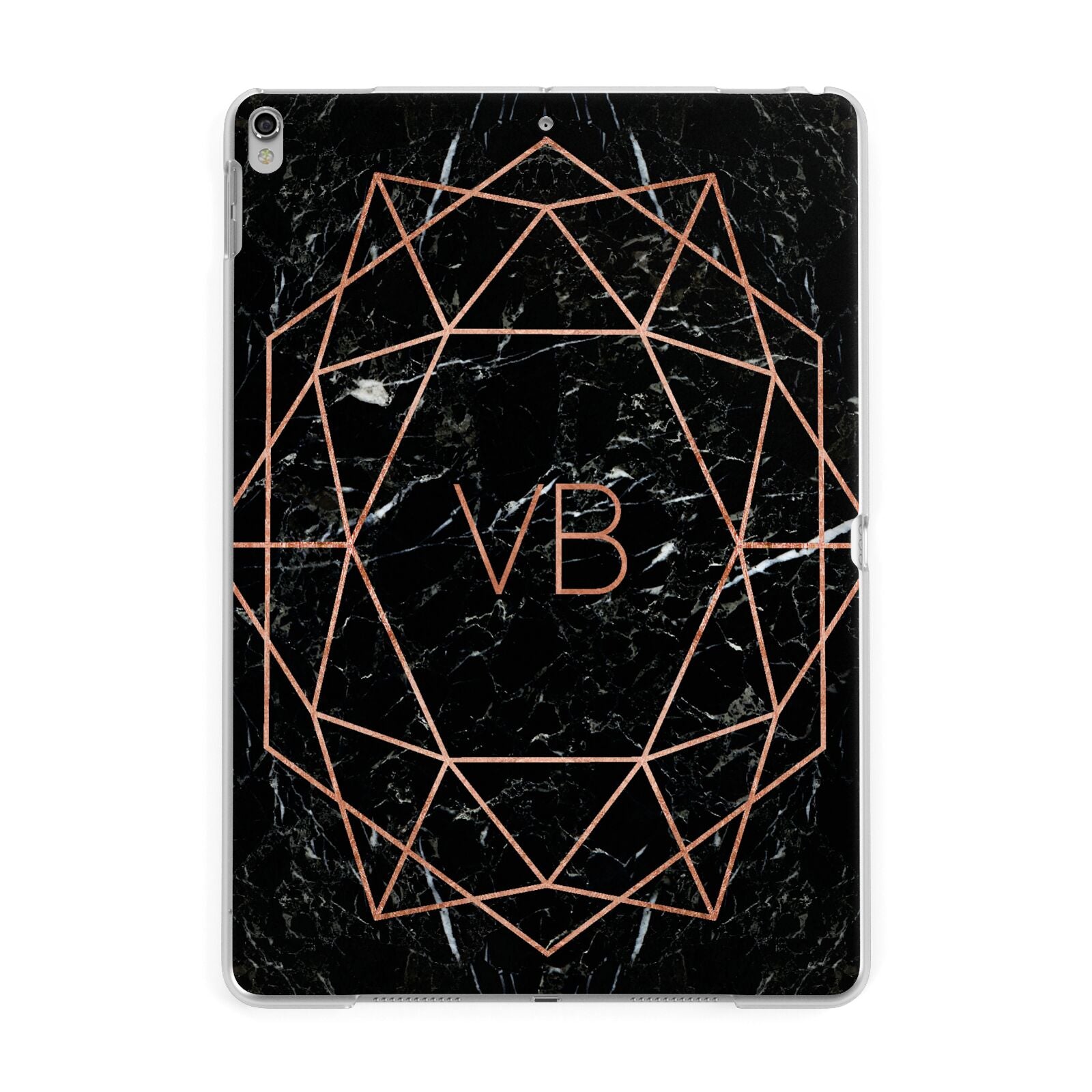 Personalised Rose Gold Geometric Initials Apple iPad Silver Case