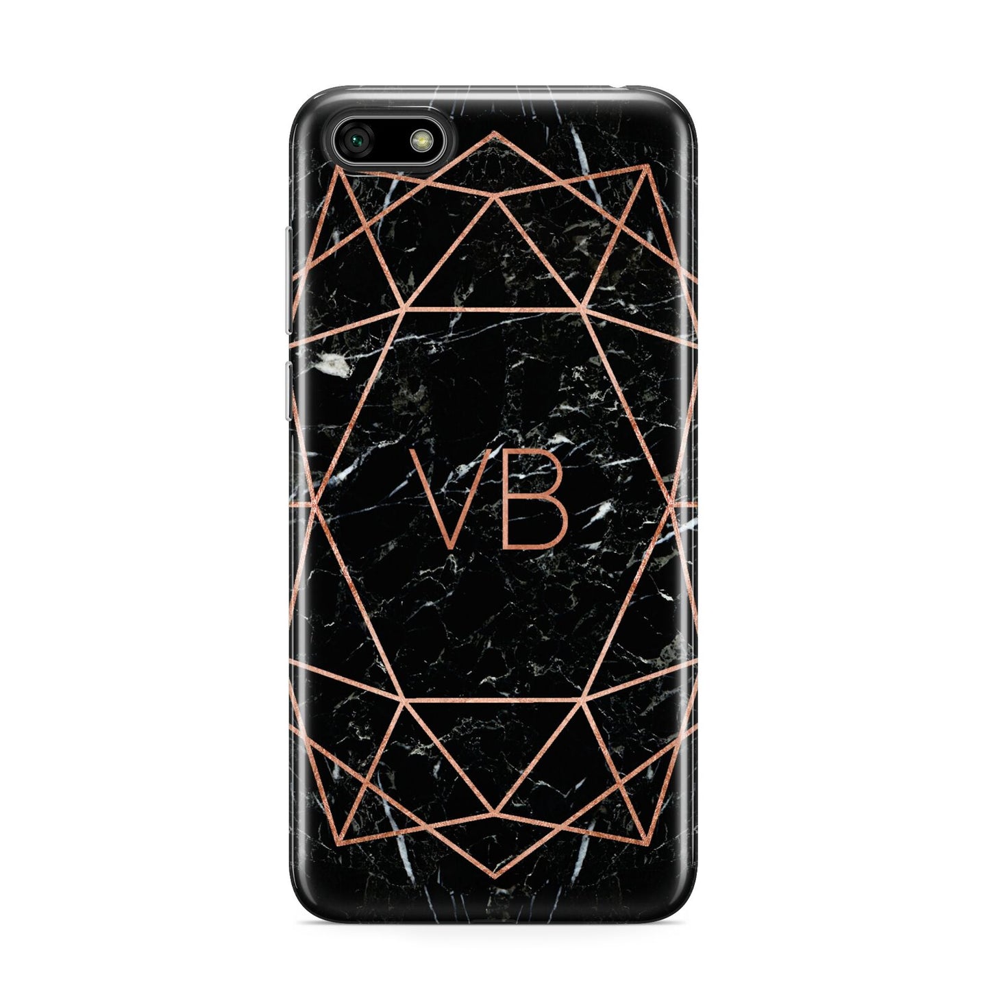Personalised Rose Gold Geometric Initials Huawei Y5 Prime 2018 Phone Case