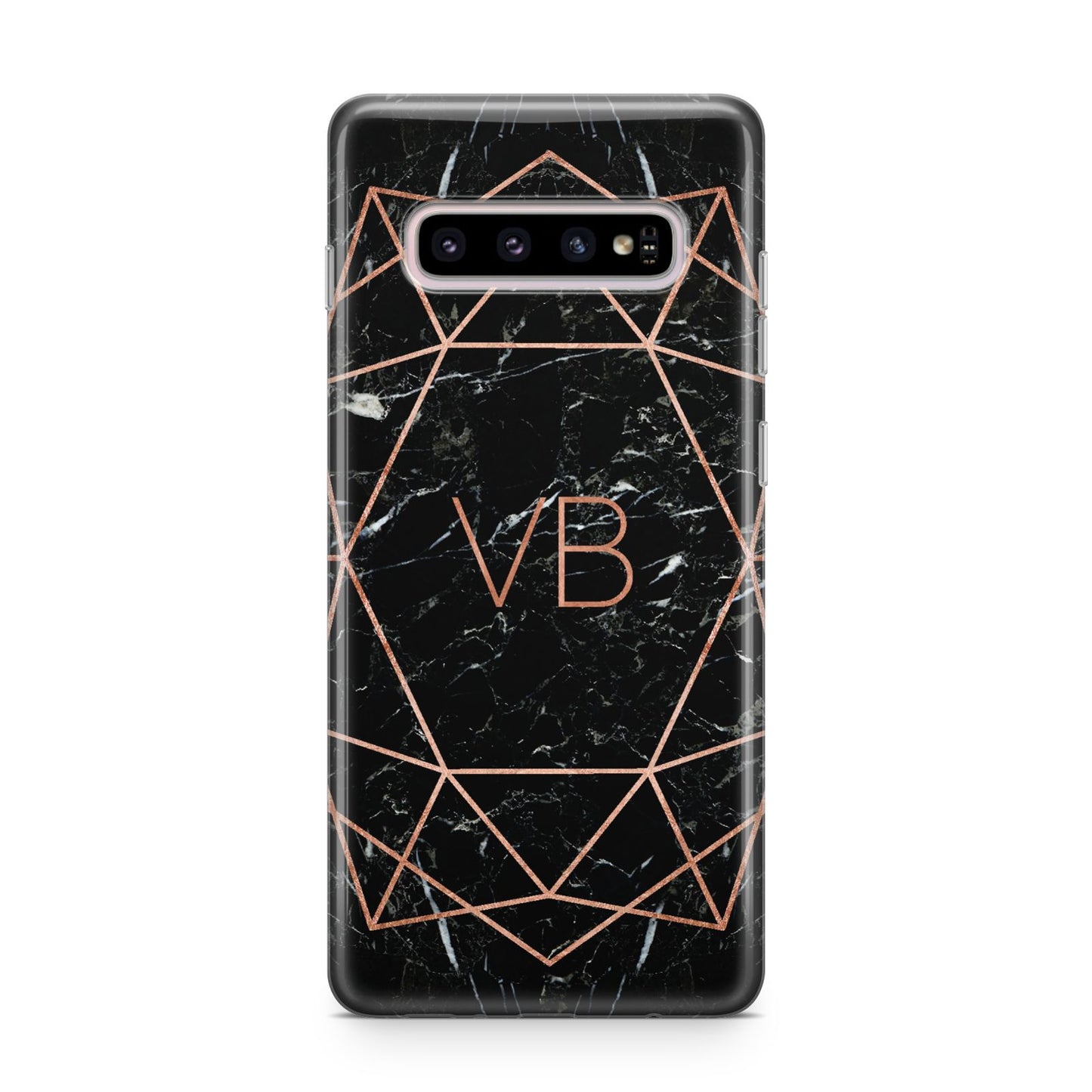 Personalised Rose Gold Geometric Initials Samsung Galaxy S10 Plus Case