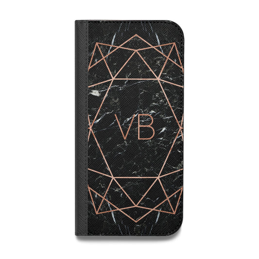 Personalised Rose Gold Geometric Initials Vegan Leather Flip Samsung Case