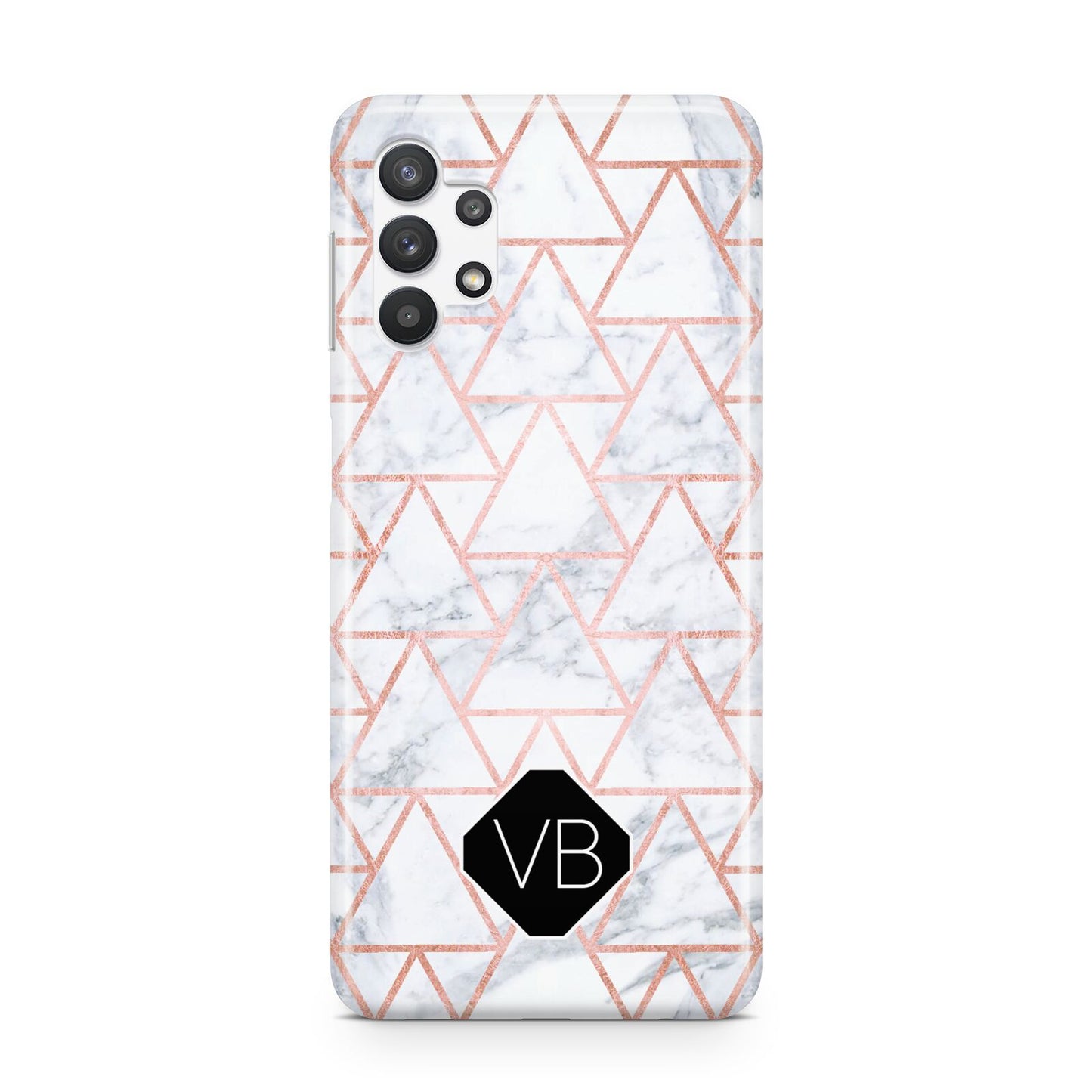 Personalised Rose Gold Grey Marble Hexagon Samsung A32 5G Case