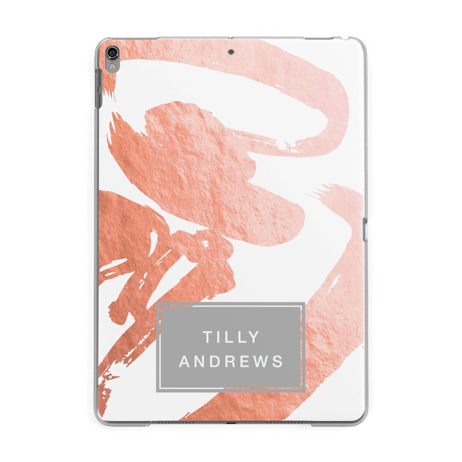 Personalised Rose Gold Leaf Name Apple iPad Grey Case