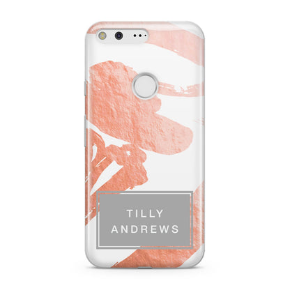 Personalised Rose Gold Leaf Name Google Pixel Case