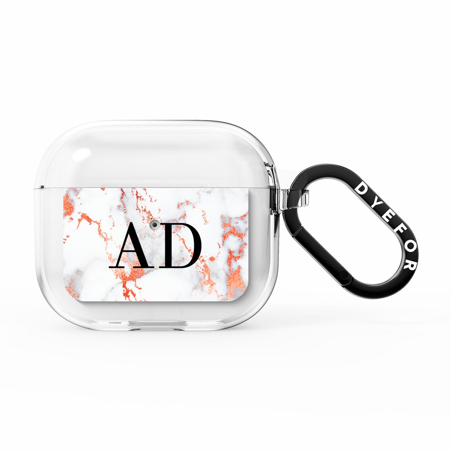 Personalised Rose Gold Marble Initials AirPods Clear Case 3rd Gen