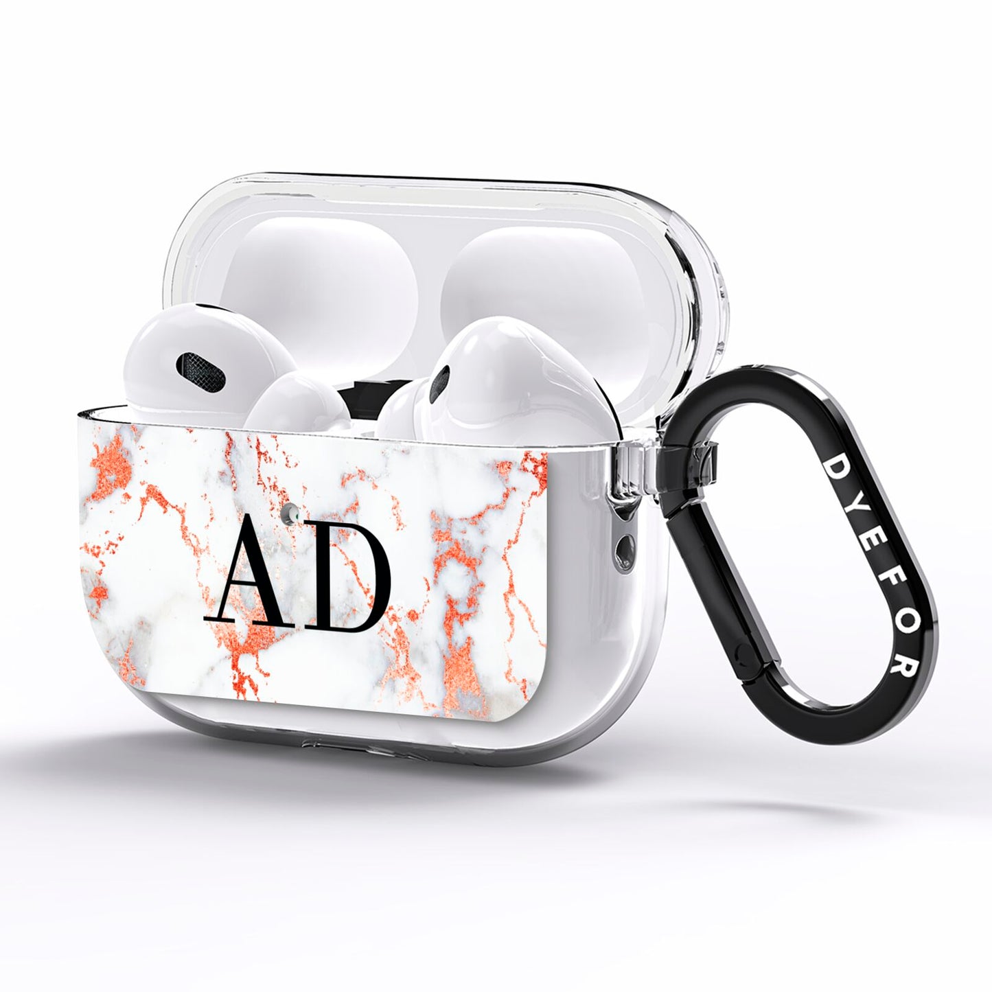 Personalised Rose Gold Marble Initials AirPods Pro Clear Case Side Image