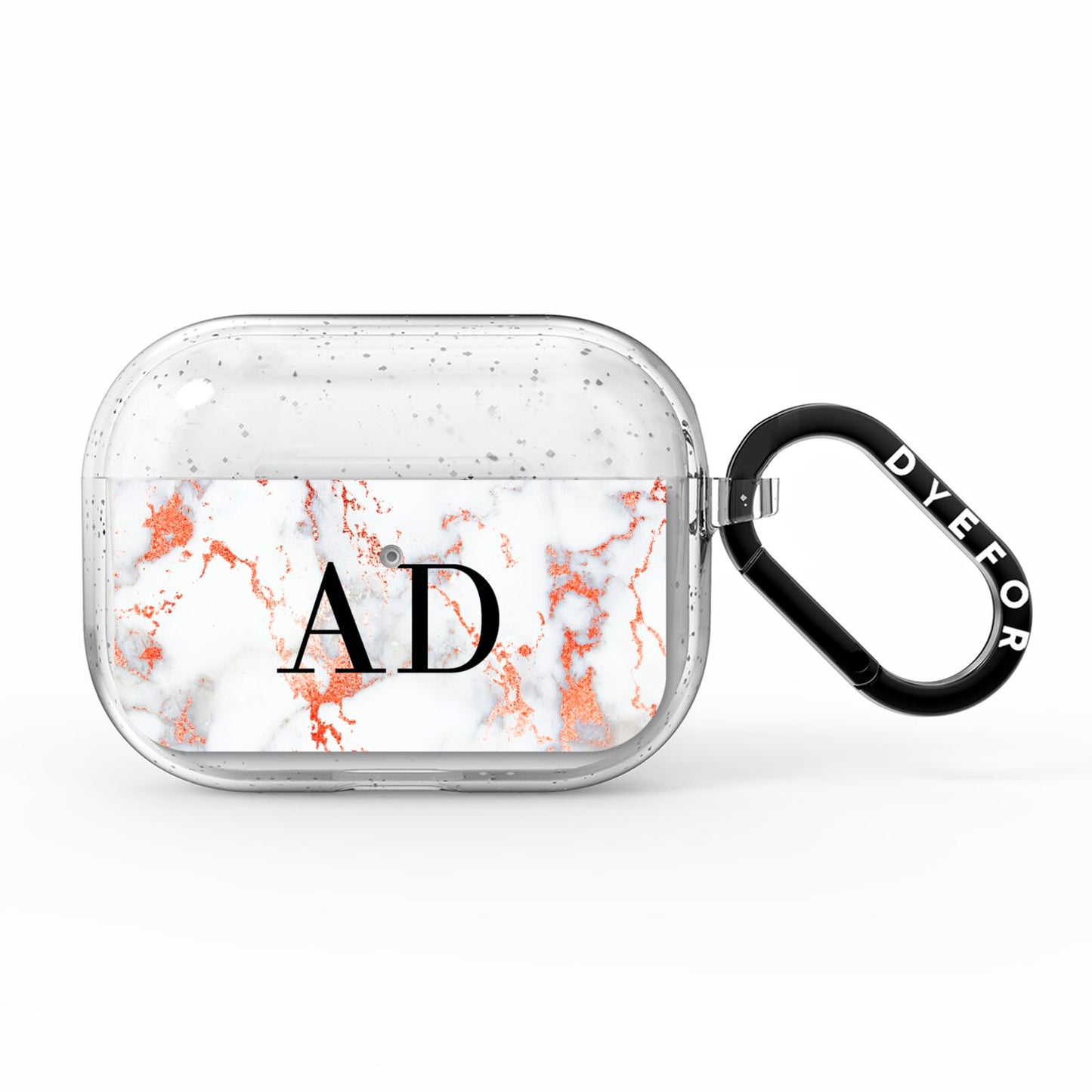 Personalised Rose Gold Marble Initials AirPods Pro Glitter Case