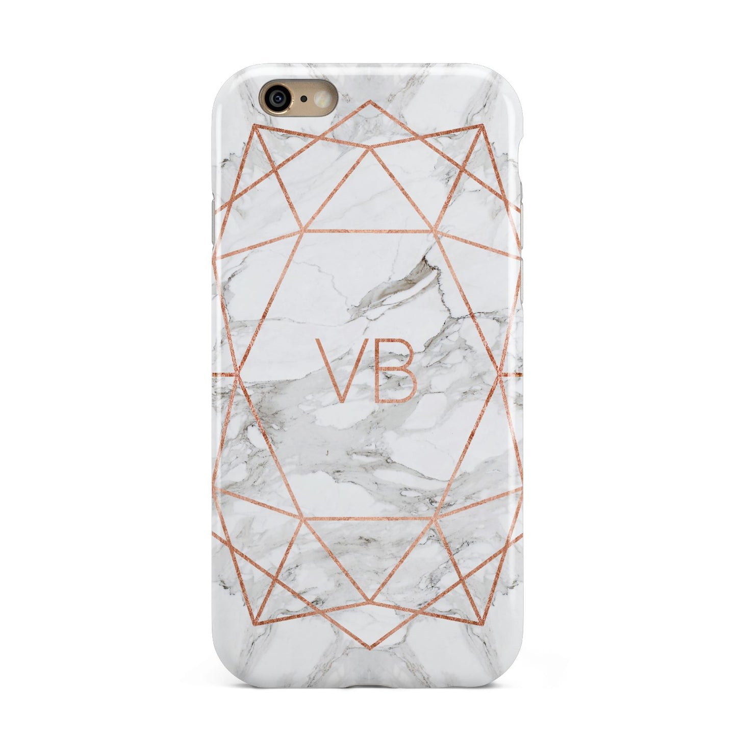 Personalised Rose Gold Marble Initials Apple iPhone 6 3D Tough Case