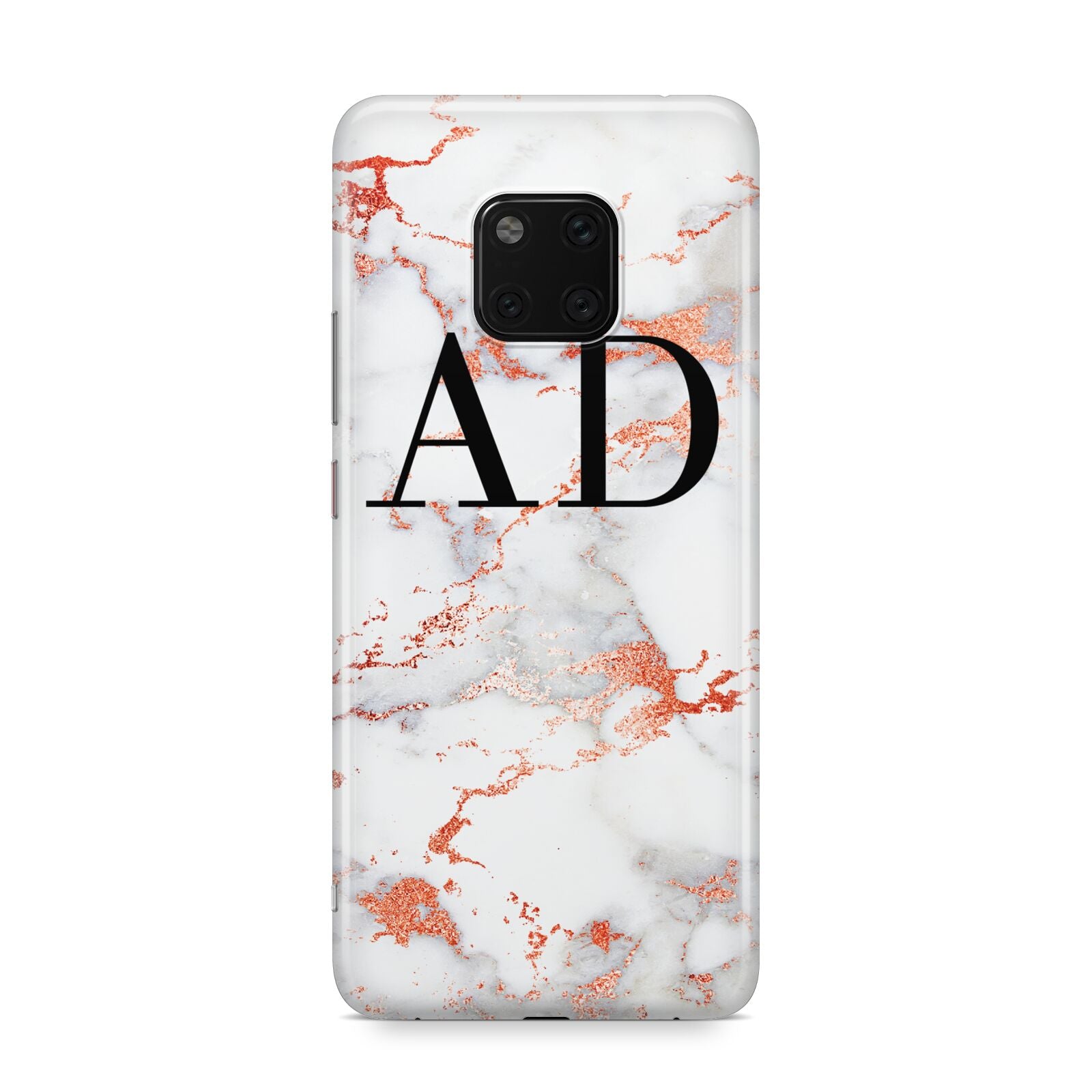 Personalised Rose Gold Marble Initials Huawei Mate 20 Pro Phone Case