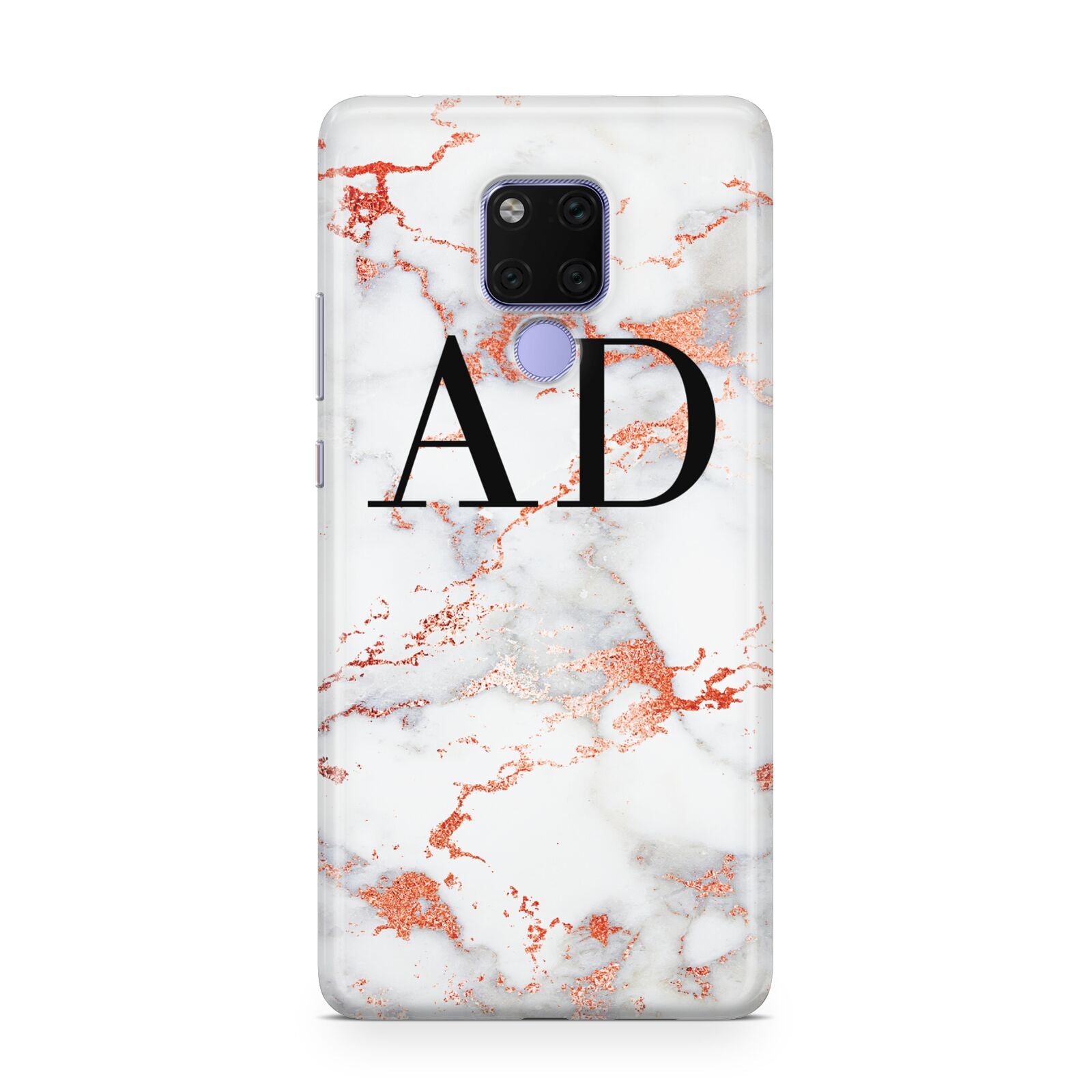 Personalised Rose Gold Marble Initials Huawei Mate 20X Phone Case