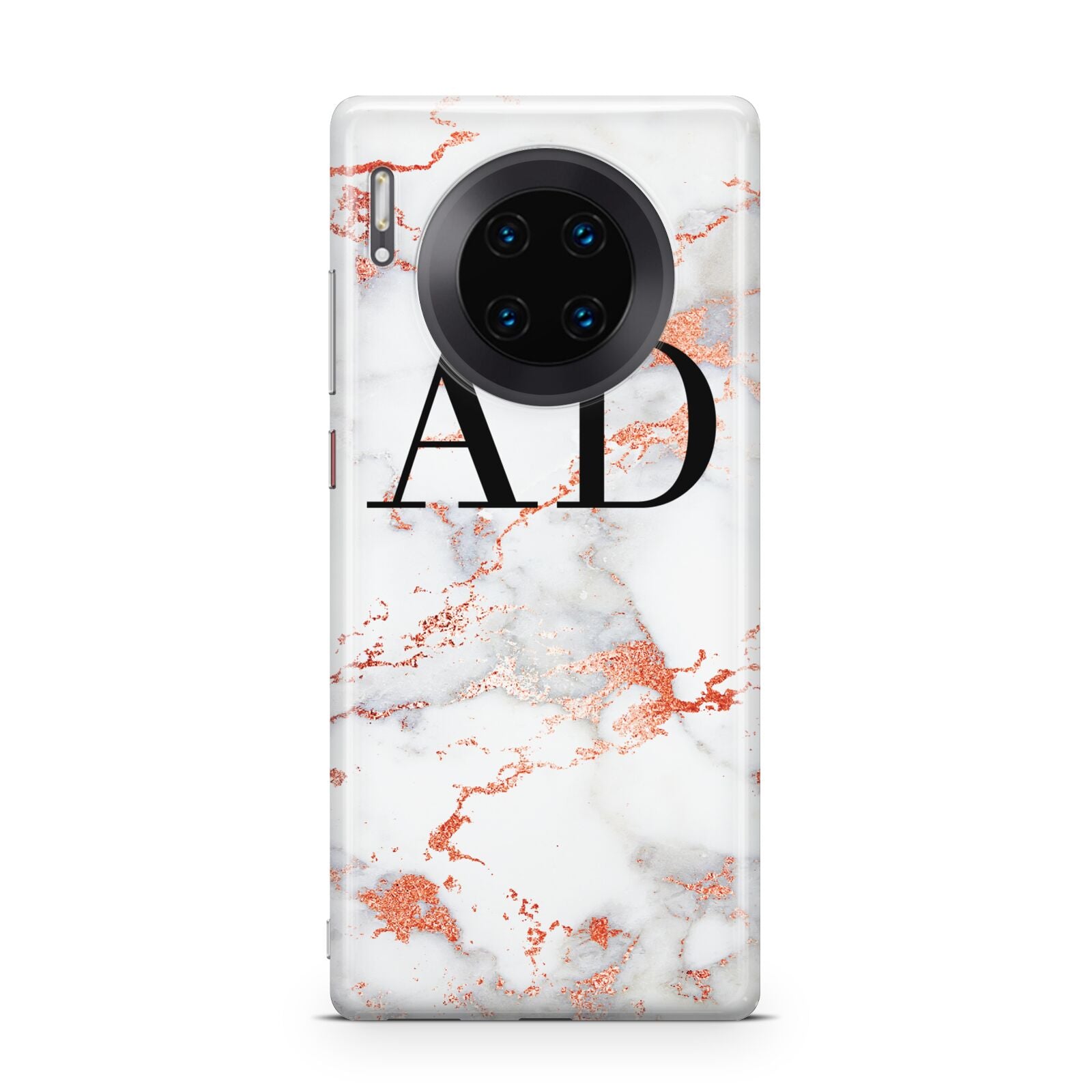 Personalised Rose Gold Marble Initials Huawei Mate 30 Pro Phone Case