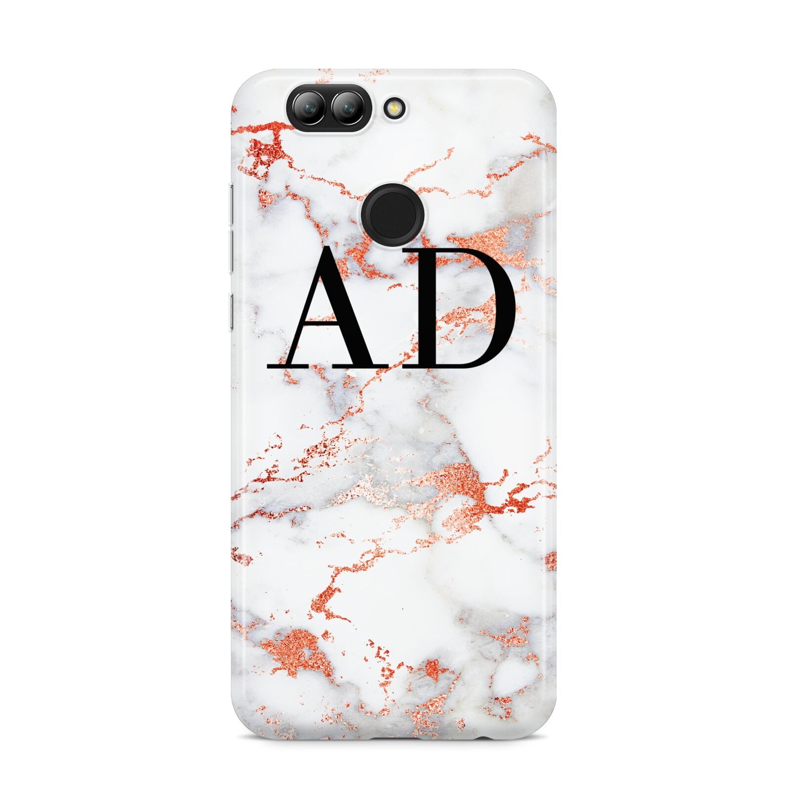 Personalised Rose Gold Marble Initials Huawei Nova 2s Phone Case