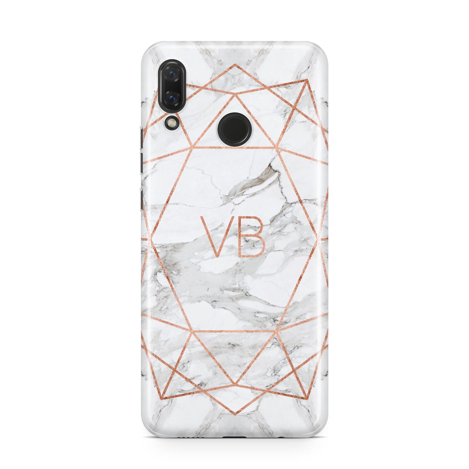 Personalised Rose Gold Marble Initials Huawei Nova 3 Phone Case