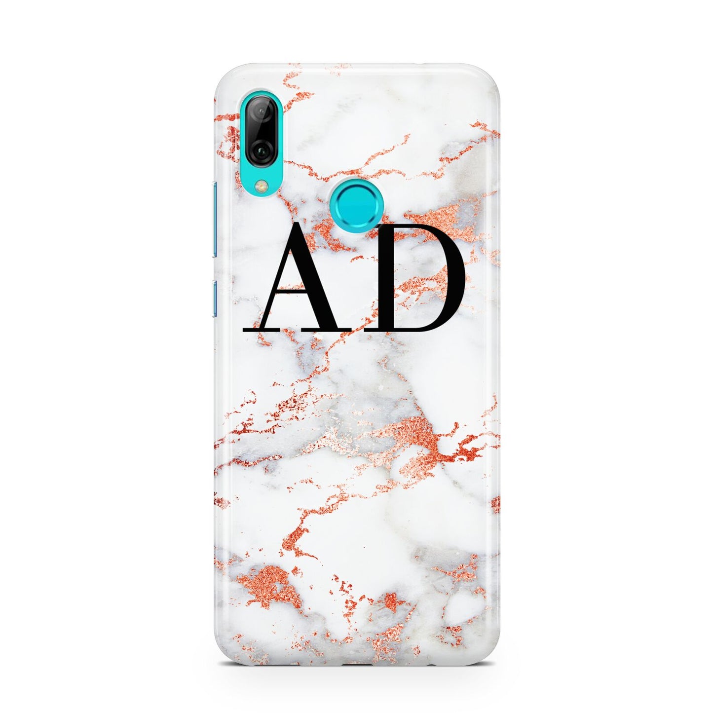 Personalised Rose Gold Marble Initials Huawei P Smart 2019 Case