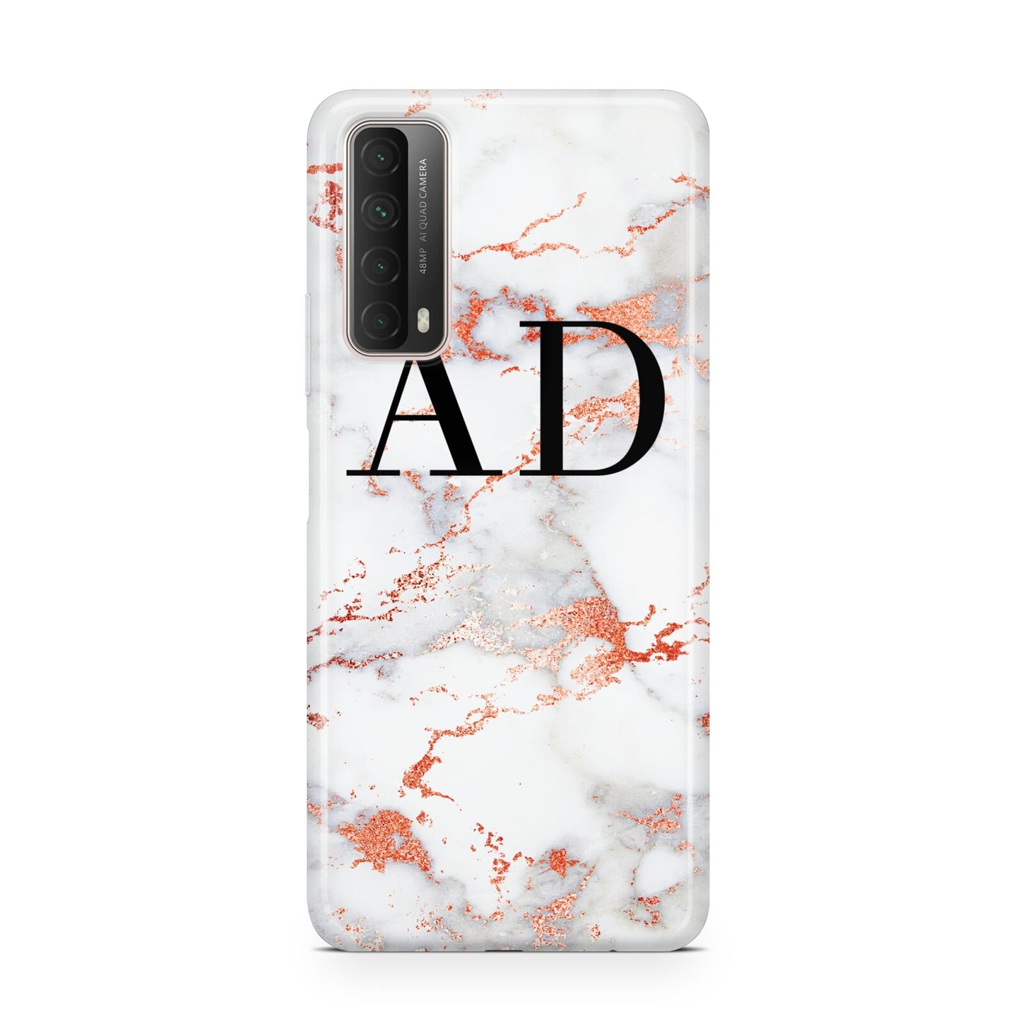 Personalised Rose Gold Marble Initials Huawei P Smart 2021