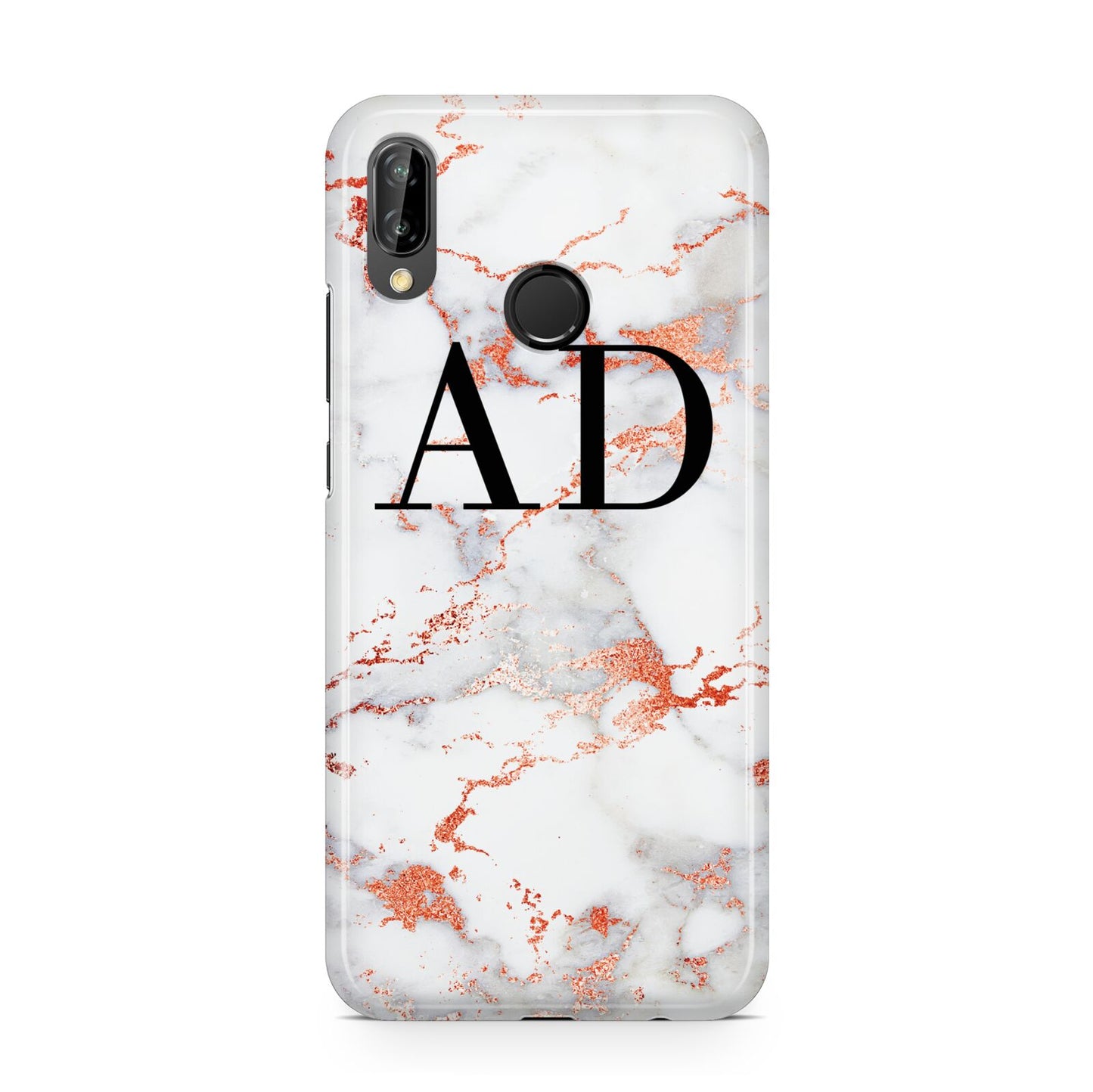 Personalised Rose Gold Marble Initials Huawei P20 Lite Phone Case