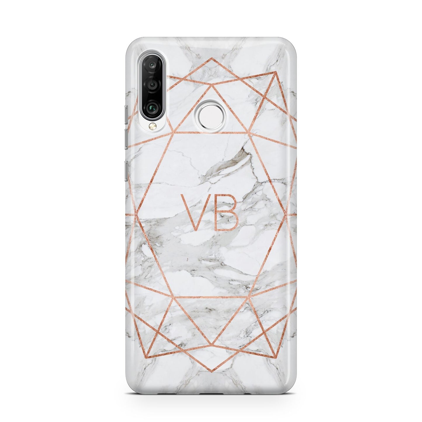 Personalised Rose Gold Marble Initials Huawei P30 Lite Phone Case