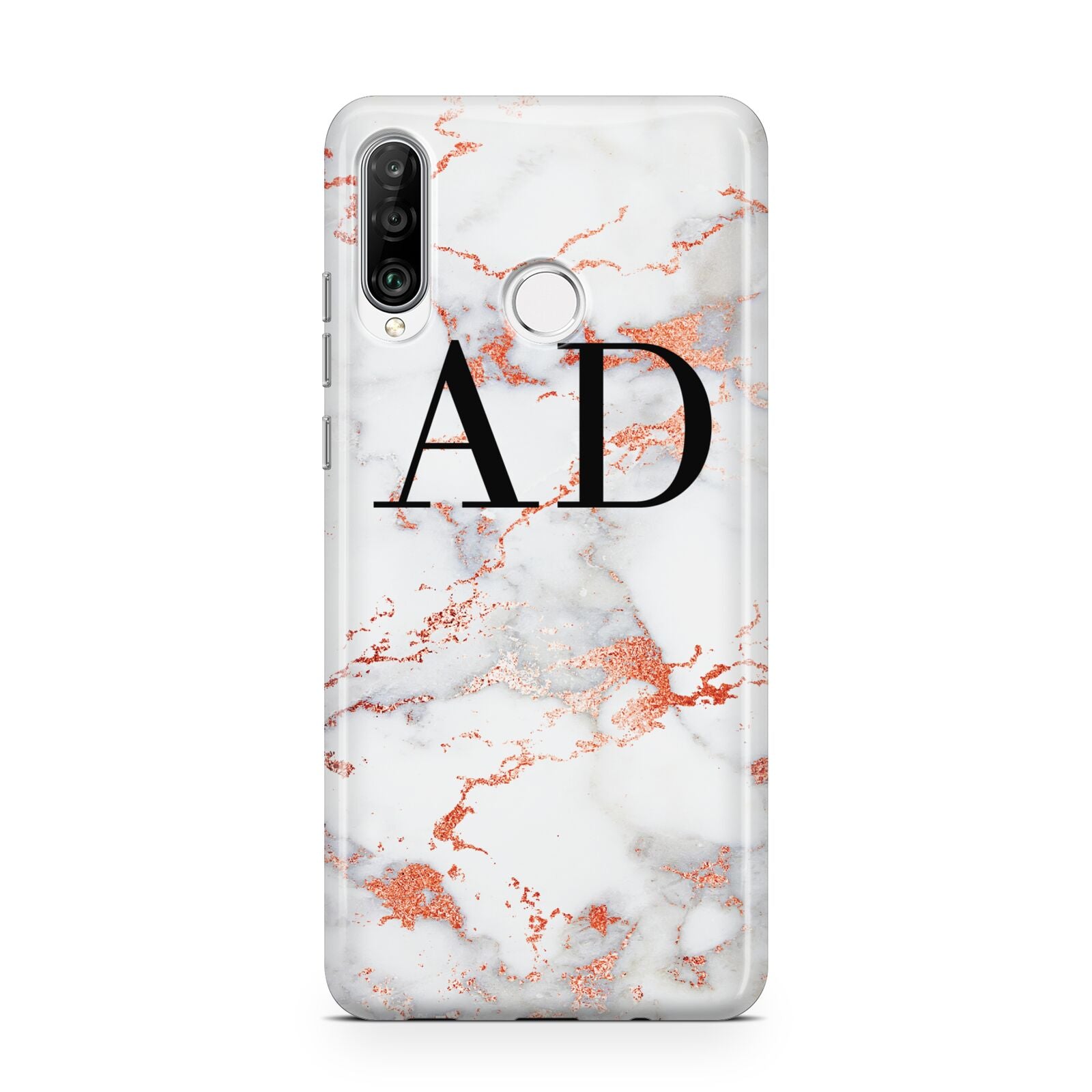 Personalised Rose Gold Marble Initials Huawei P30 Lite Phone Case