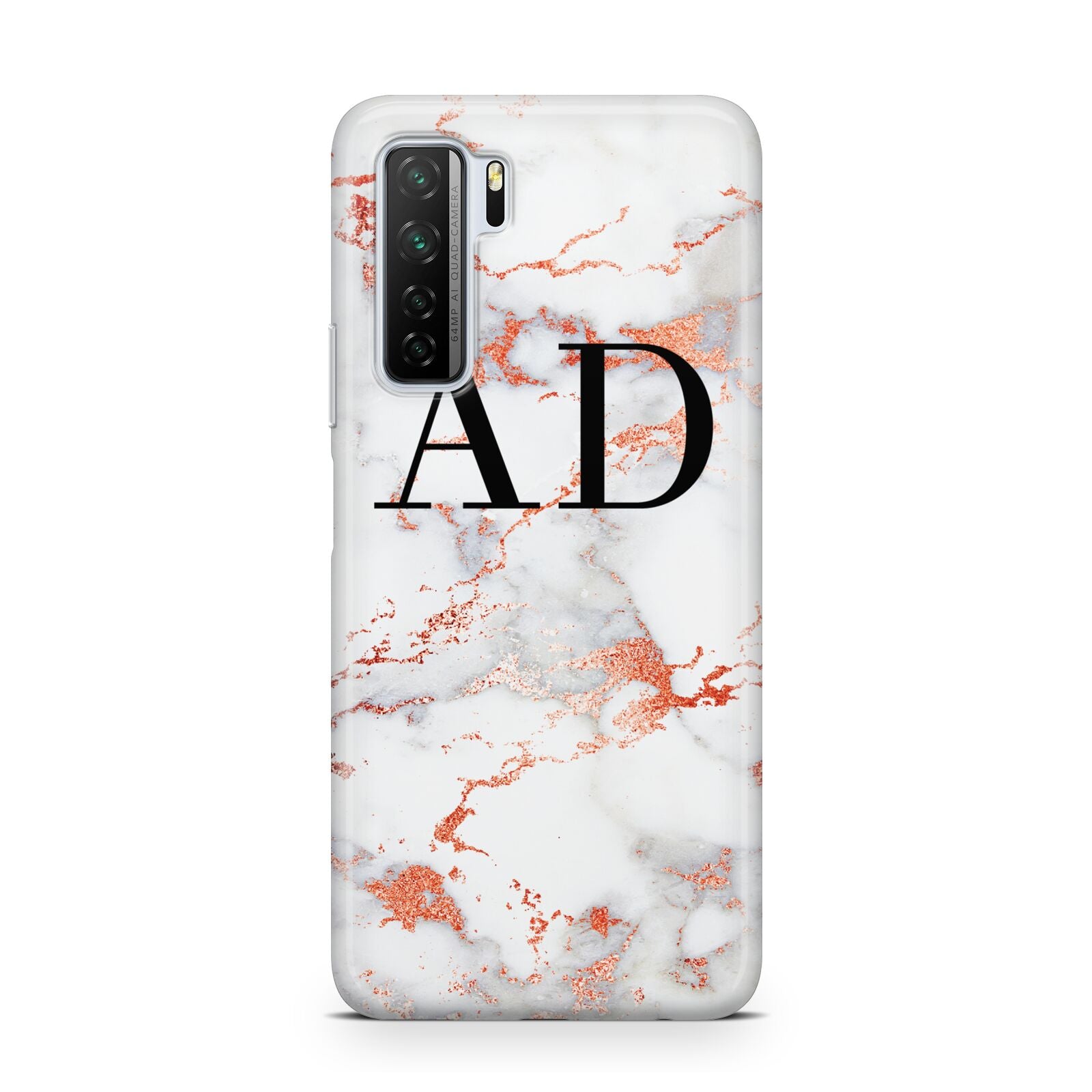 Personalised Rose Gold Marble Initials Huawei P40 Lite 5G Phone Case