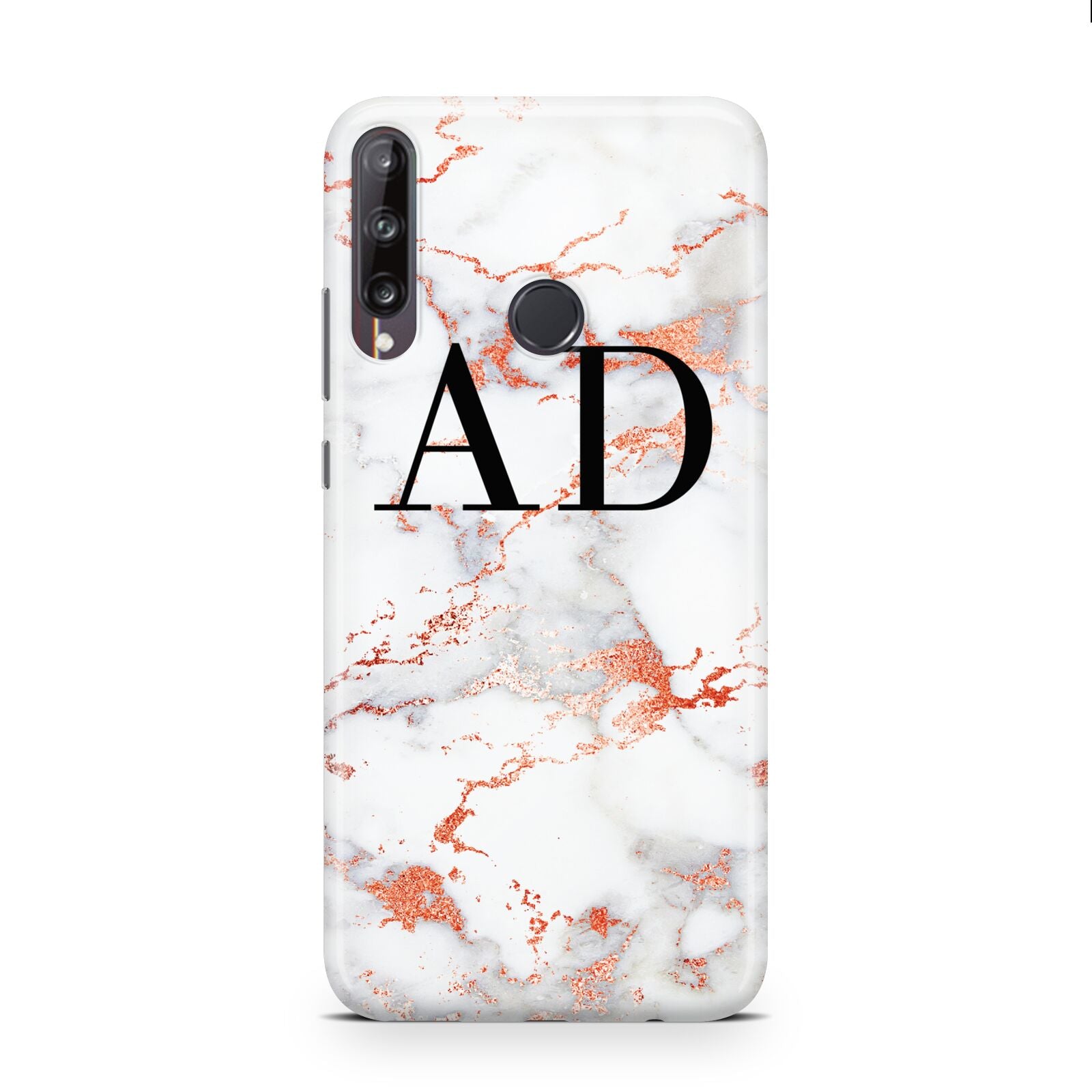 Personalised Rose Gold Marble Initials Huawei P40 Lite E Phone Case