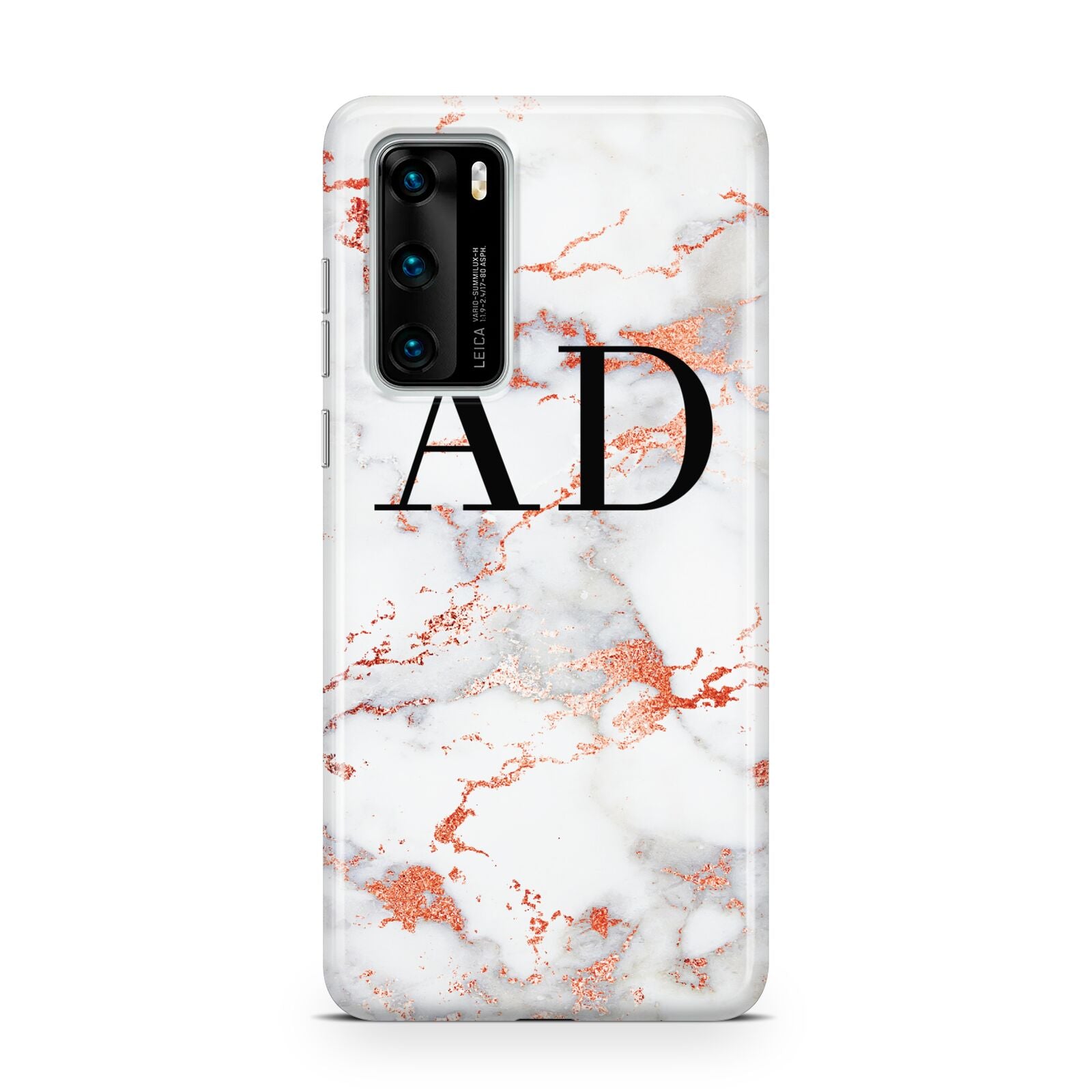 Personalised Rose Gold Marble Initials Huawei P40 Phone Case