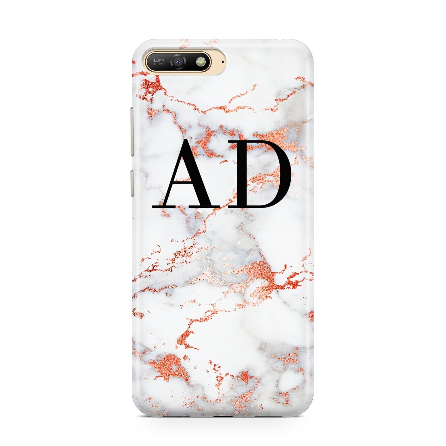 Personalised Rose Gold Marble Initials Huawei Y6 2018
