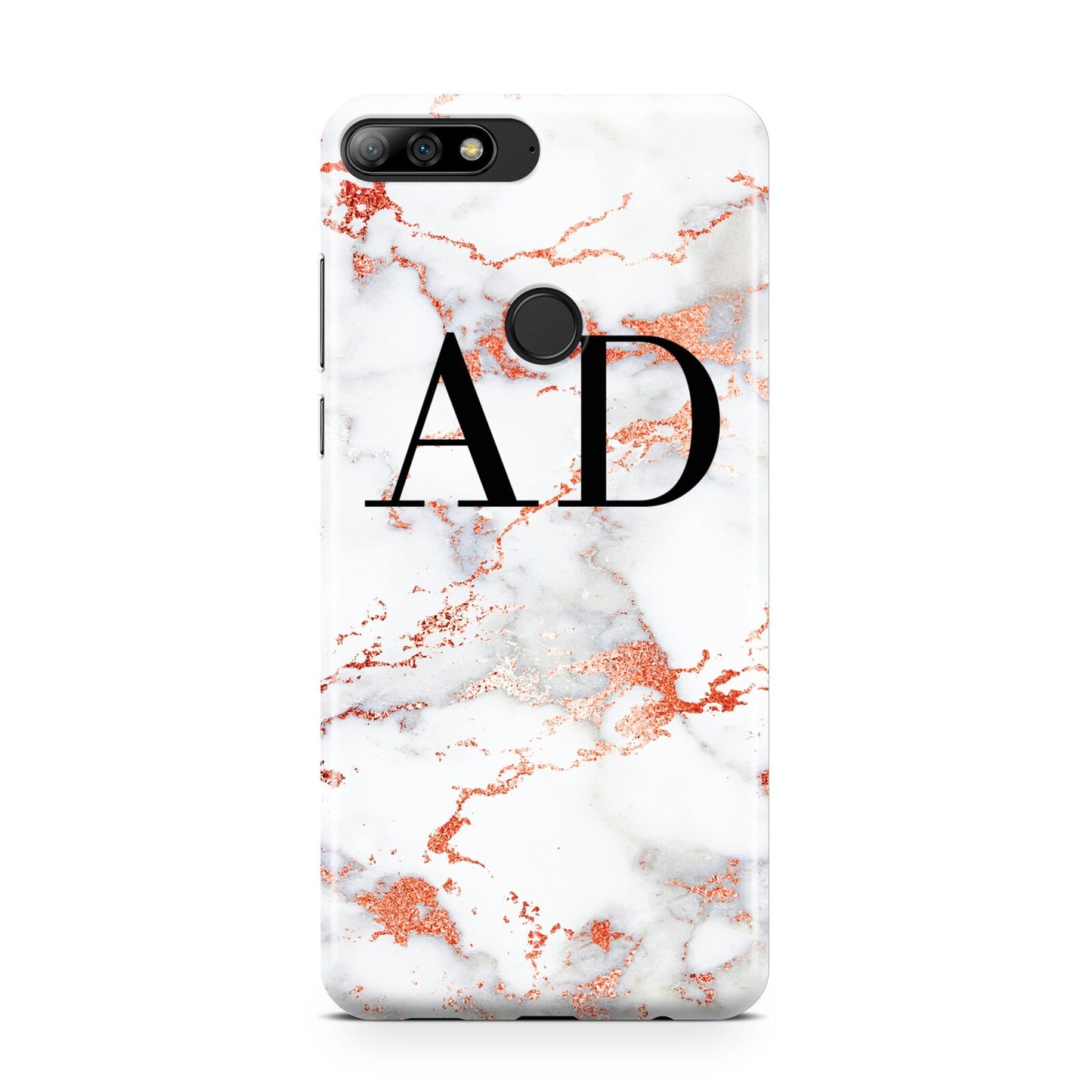 Personalised Rose Gold Marble Initials Huawei Y7 2018