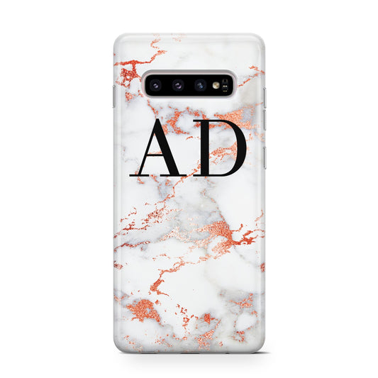 Personalised Rose Gold Marble Initials Protective Samsung Galaxy Case