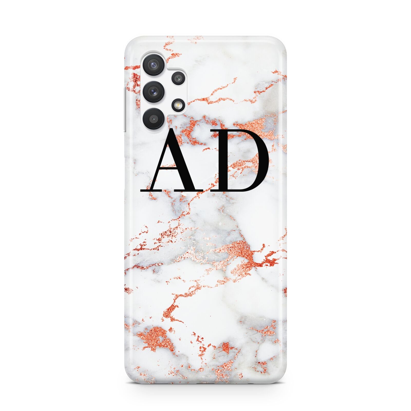 Personalised Rose Gold Marble Initials Samsung A32 5G Case