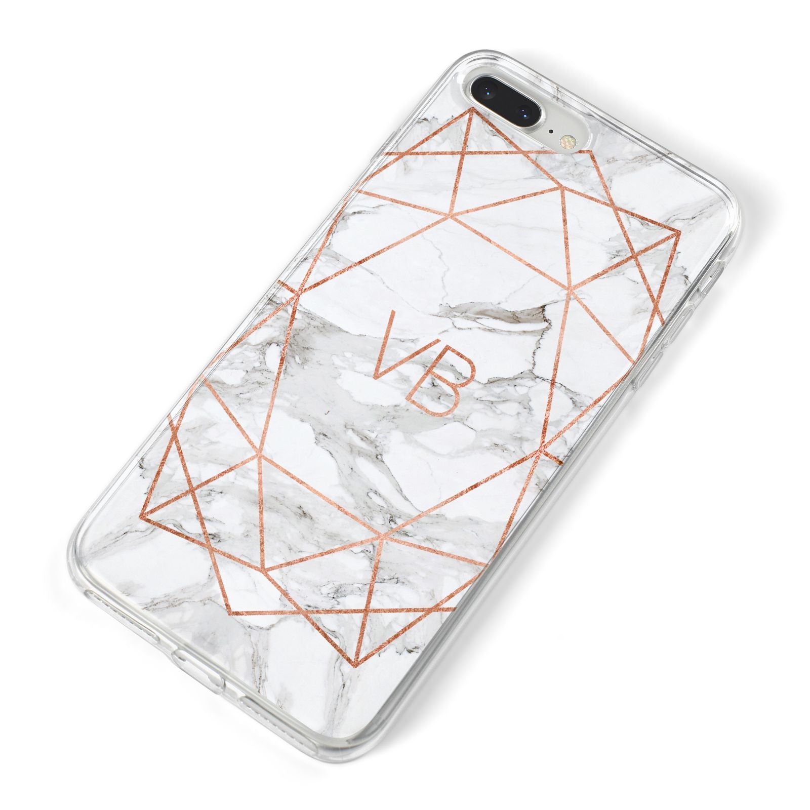 Personalised Rose Gold Marble Initials iPhone 8 Plus Bumper Case on Silver iPhone Alternative Image