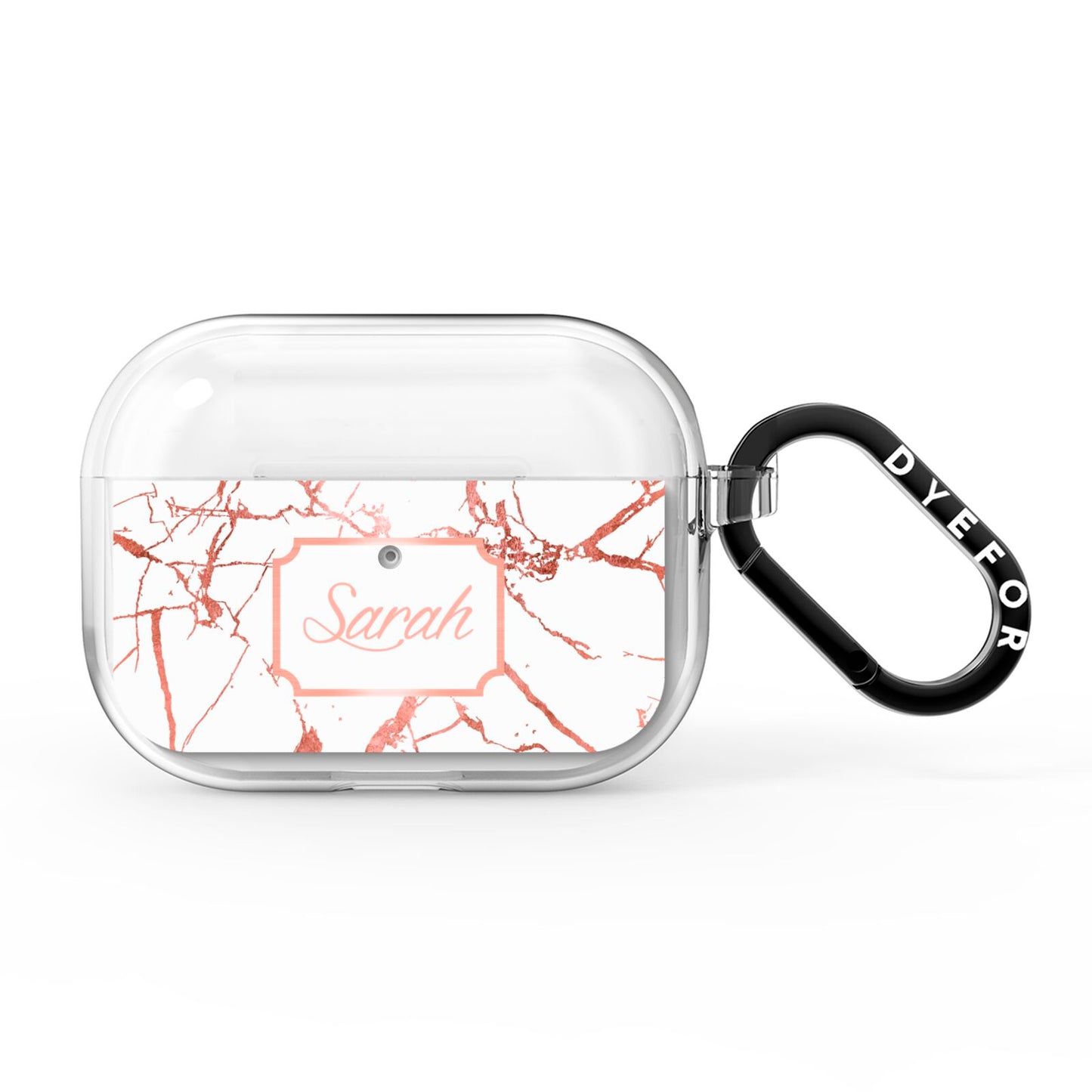 Personalised Rose Gold Marble Name AirPods Pro Clear Case